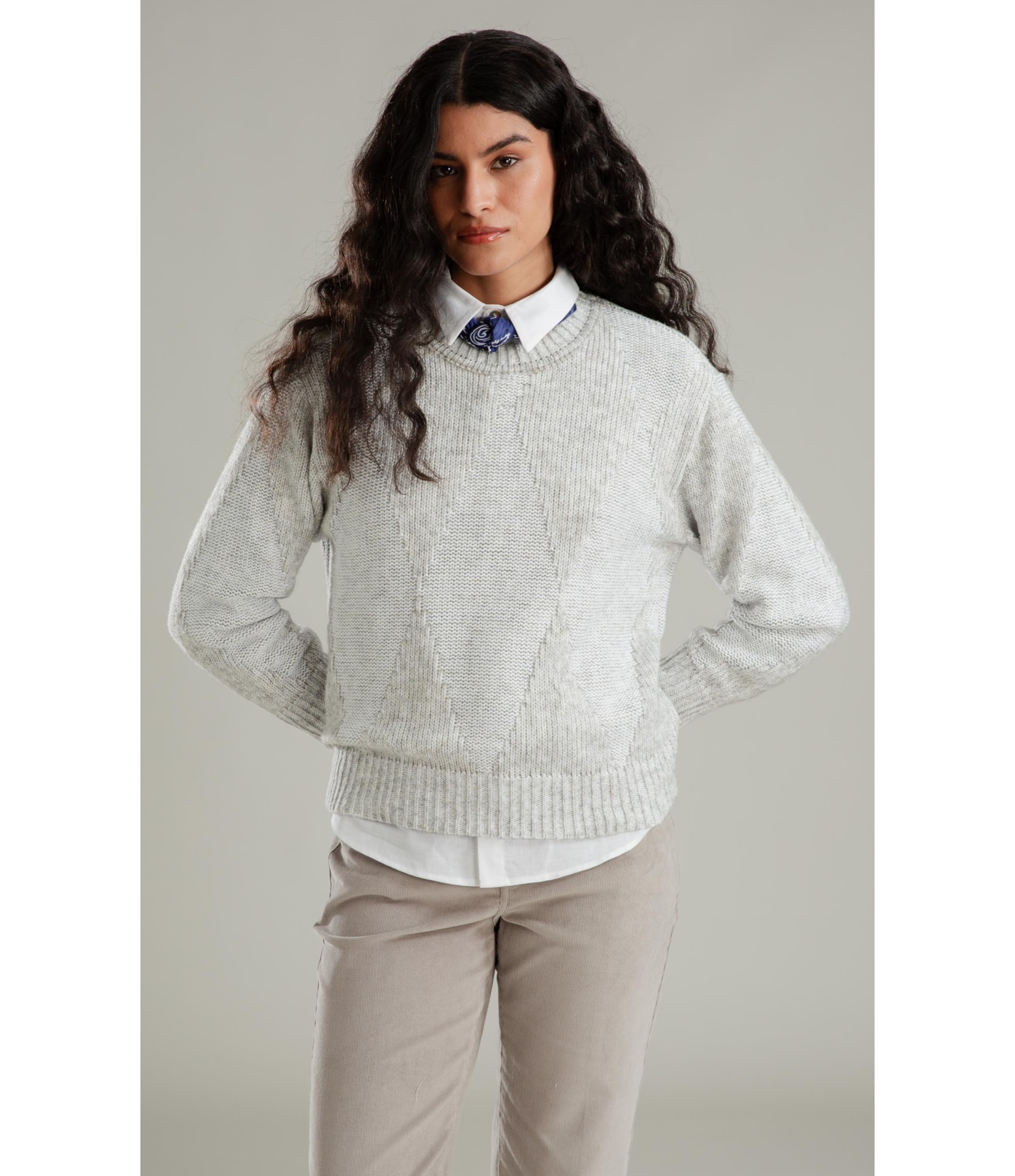 Tricot Sophie Gola Careca Ml Cinza Claro