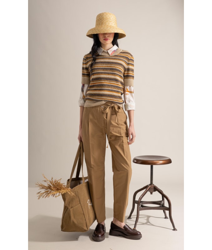 Tricot T-Shirt Alice Listrado Caramelo