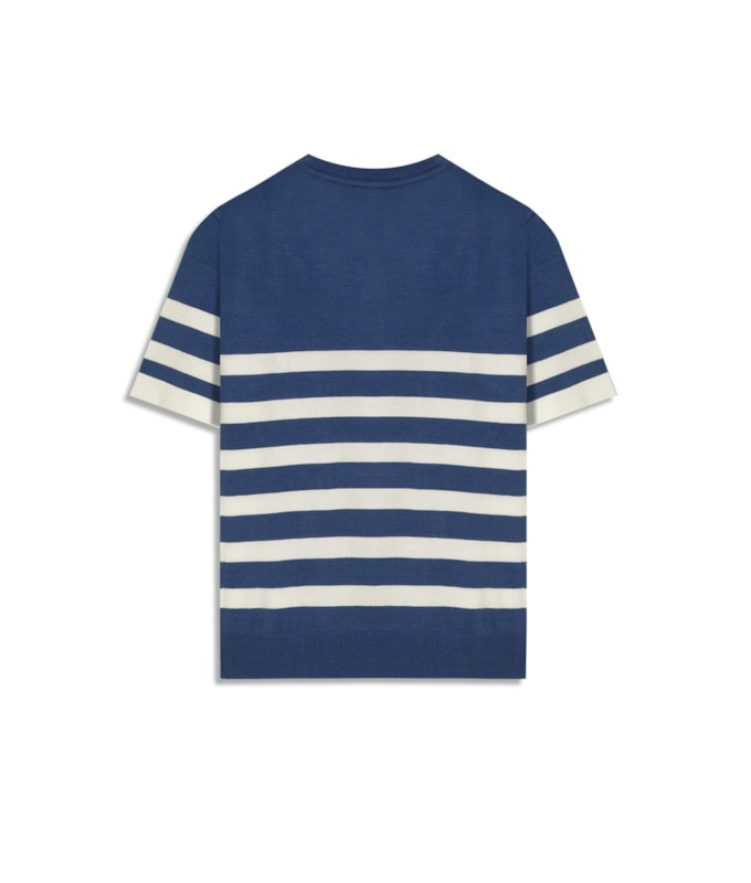 Tricot T-Shirt Aurea Listrado Azul Jeans