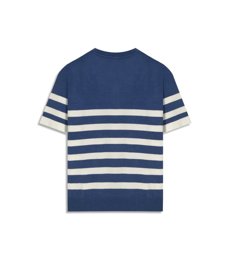 Tricot T-Shirt Aurea Listrado Azul Jeans
