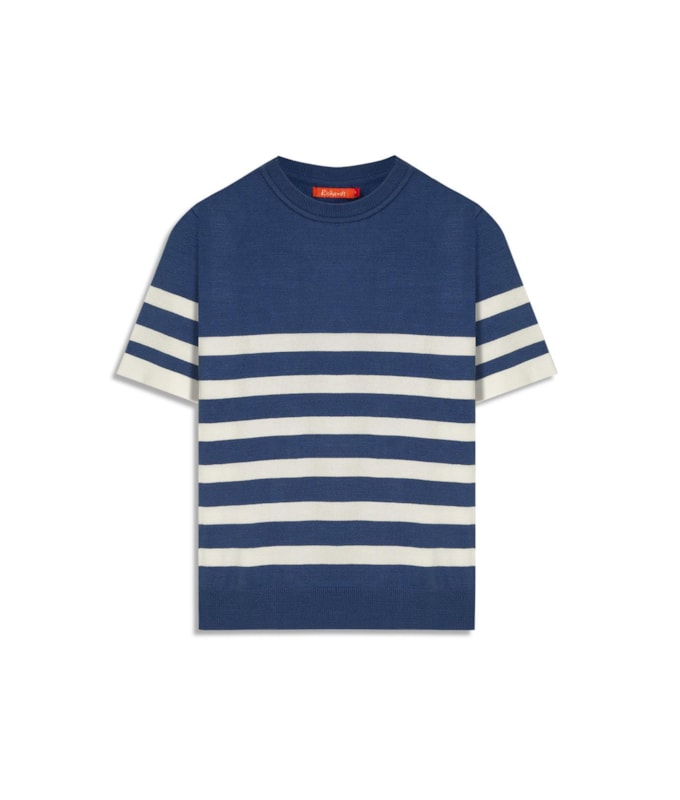 Tricot T-Shirt Aurea Listrado Azul Jeans