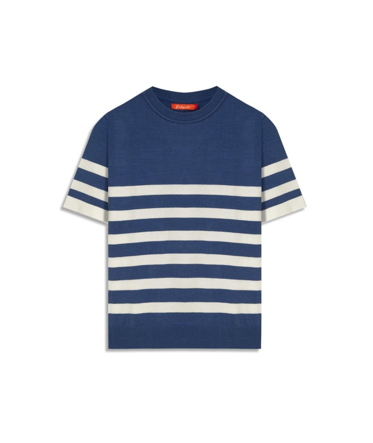 Tricot T-Shirt Aurea Listrado Azul Jeans