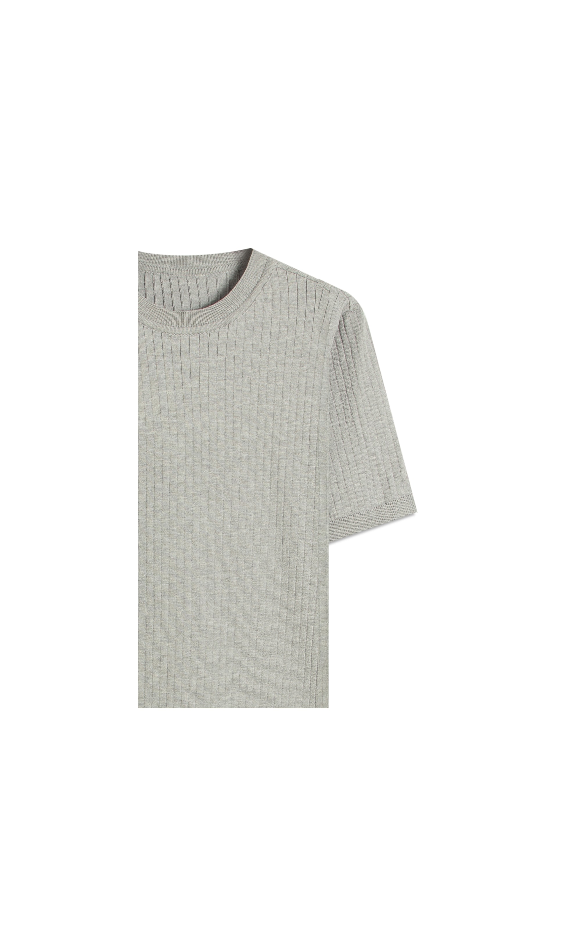 Tricot T-Shirt Cael Canelado Mc Cinza Claro