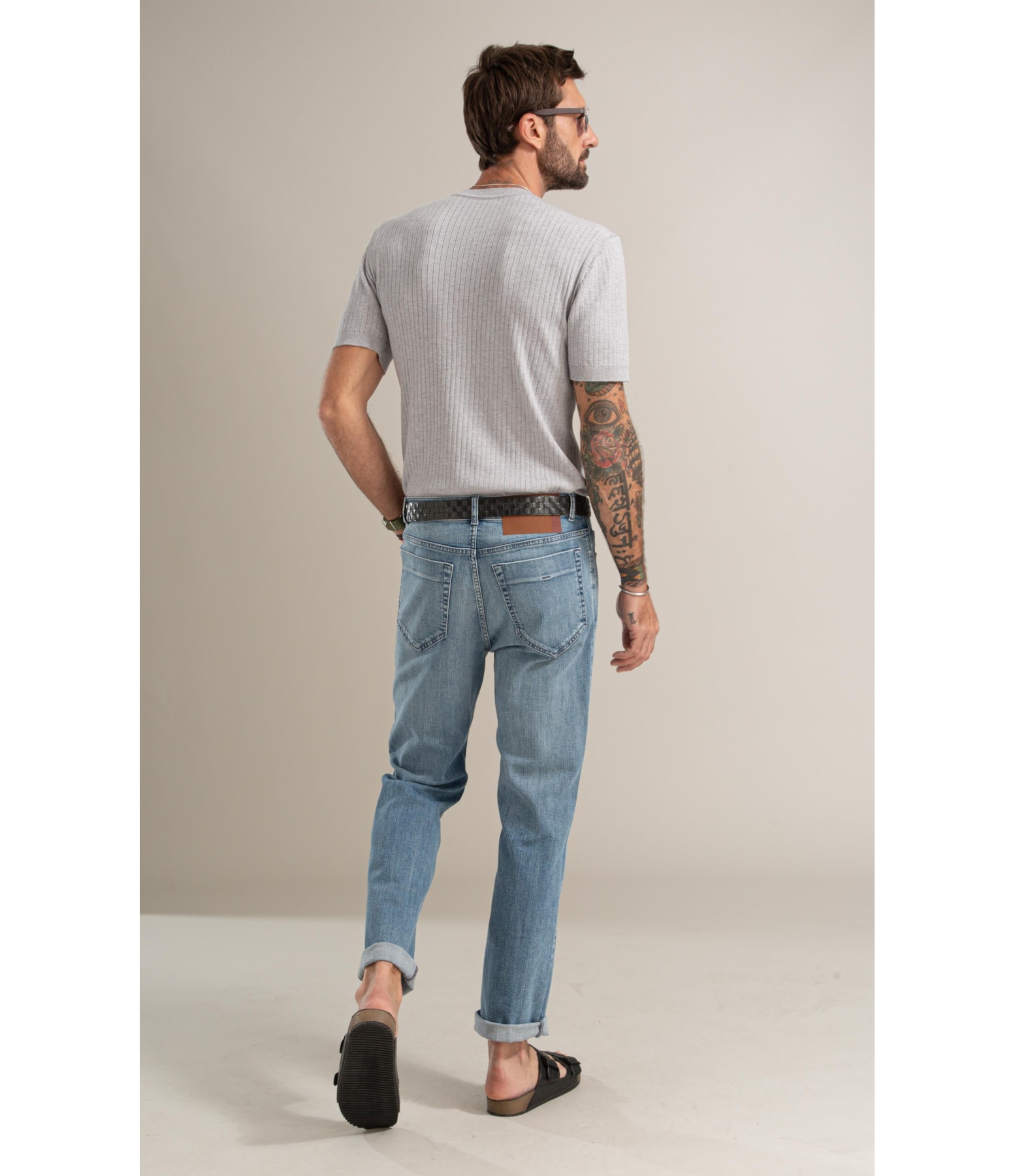 Tricot T-Shirt Cael Canelado Mc Cinza Claro