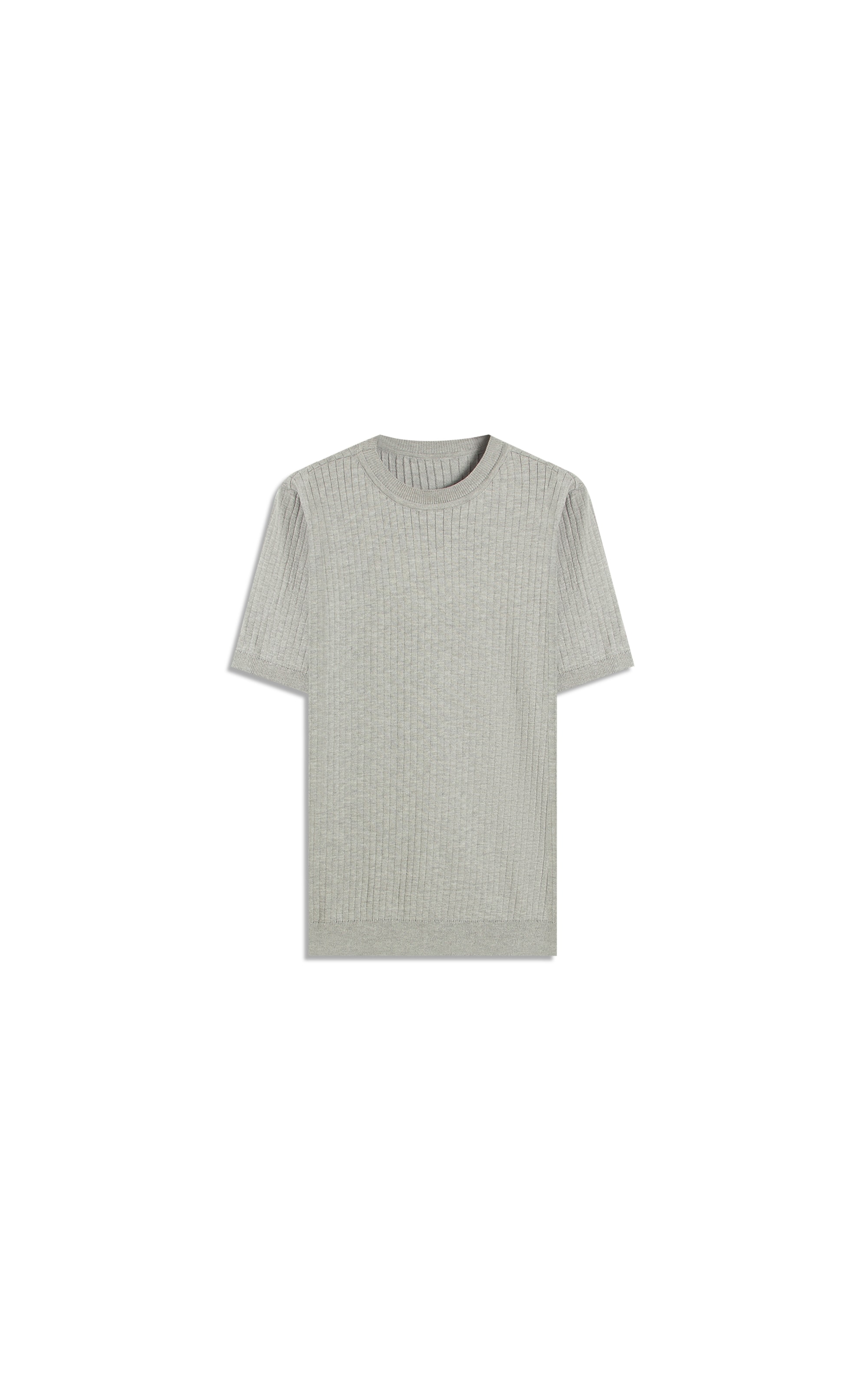 Tricot T-Shirt Cael Canelado Mc Cinza Claro
