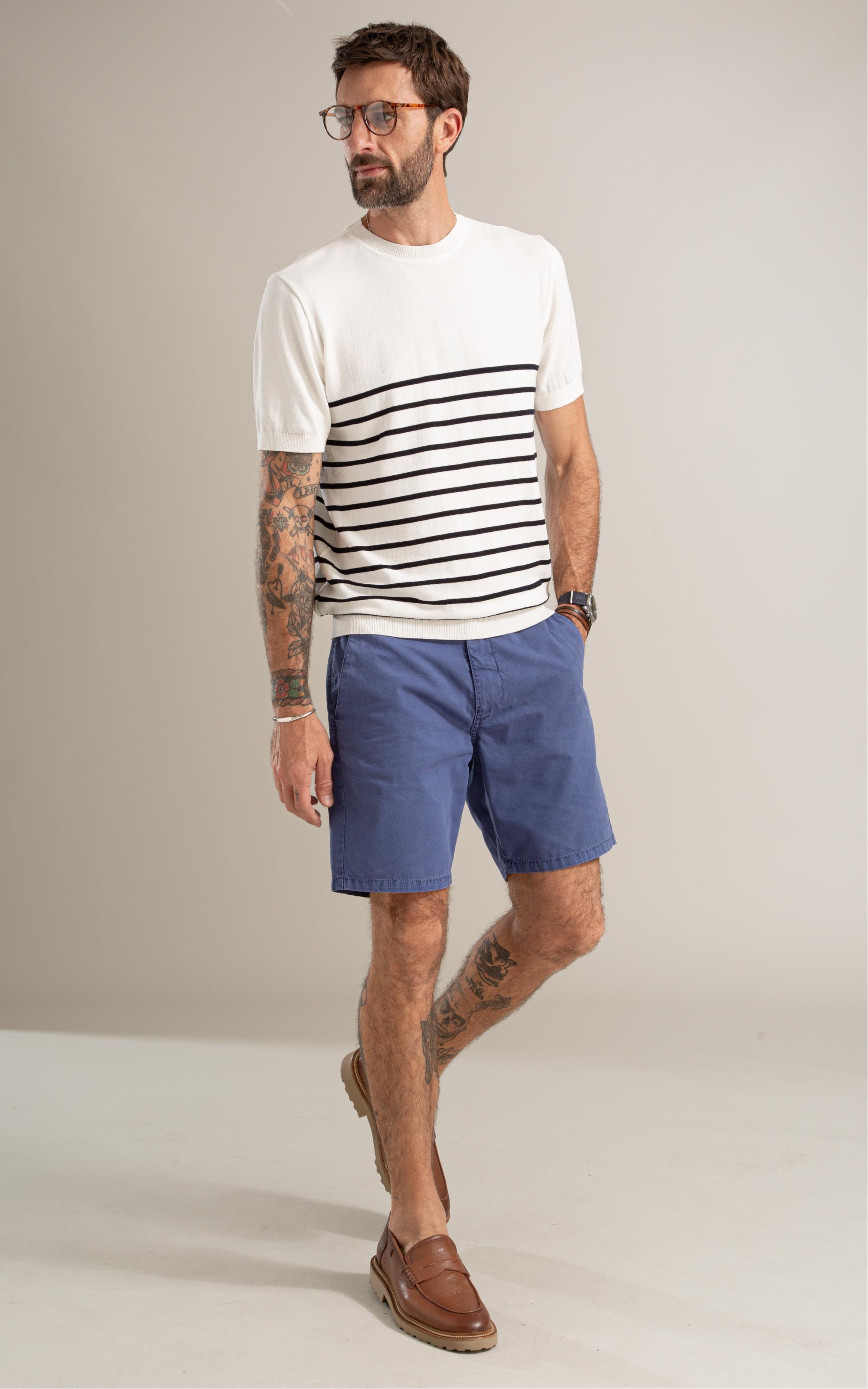 Tricot T-Shirt Eron Modal Listrado Mc Dark Navy