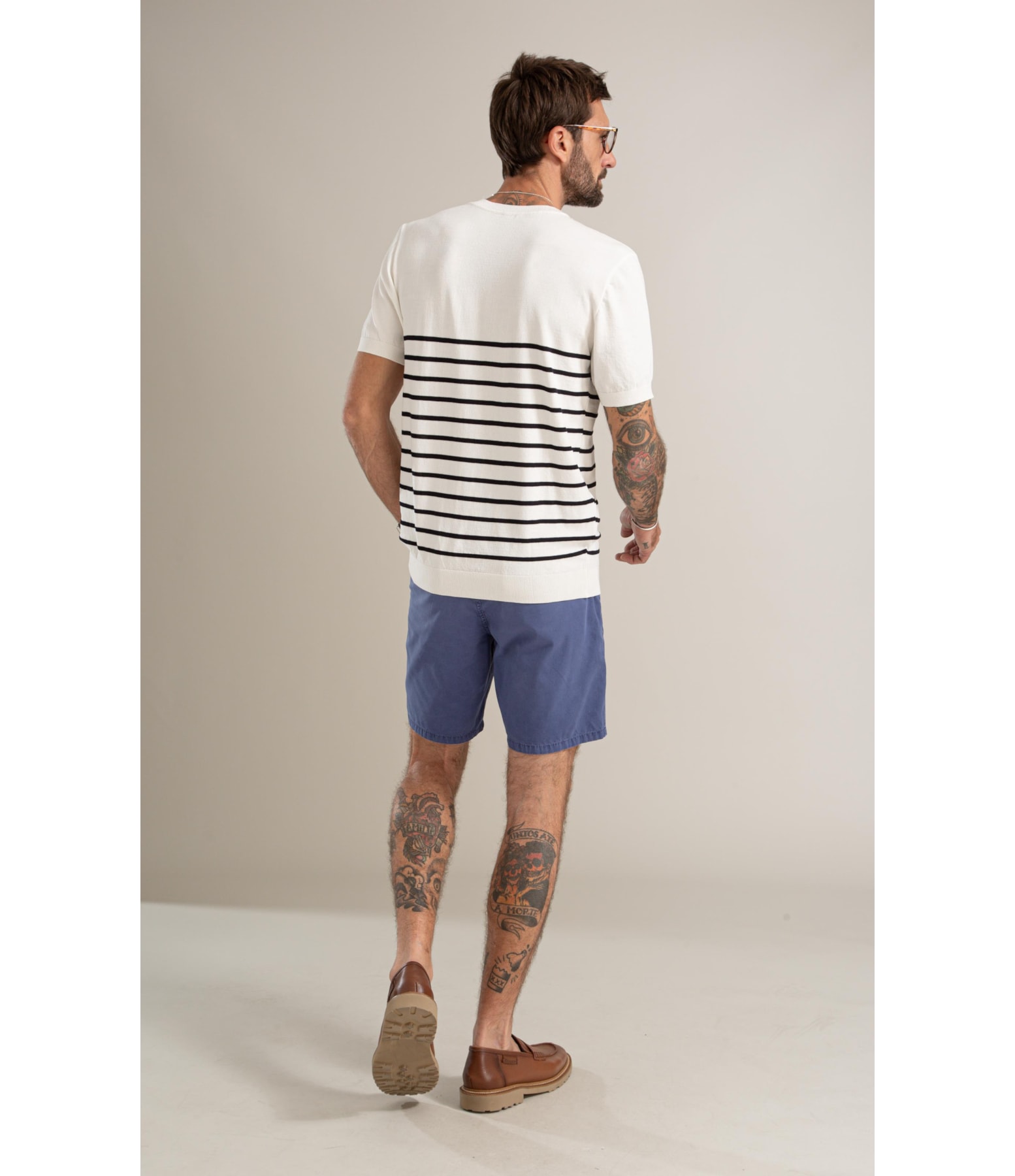 Tricot T-Shirt Eron Modal Listrado Mc Dark Navy