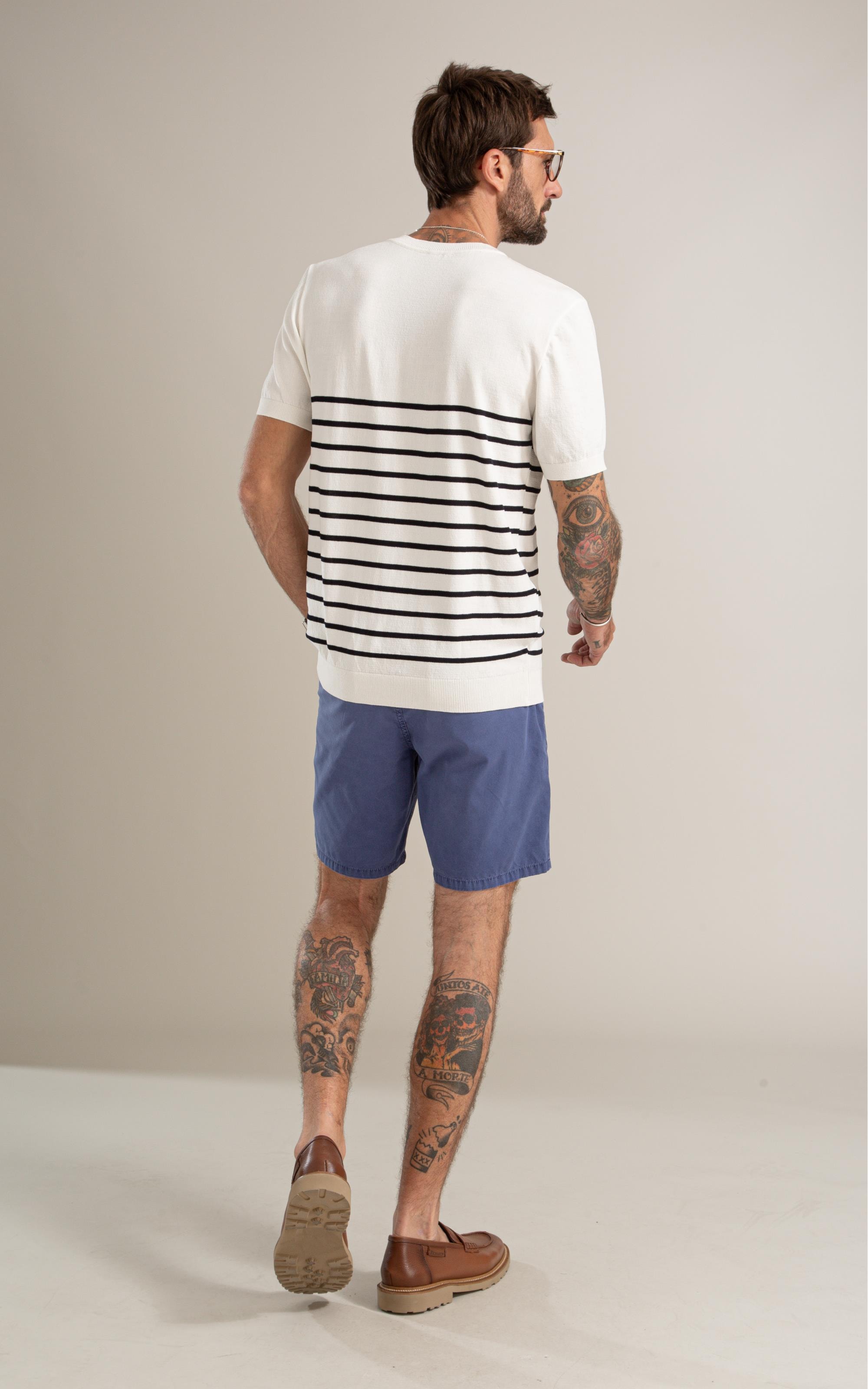 Tricot T-Shirt Eron Modal Listrado Mc Dark Navy