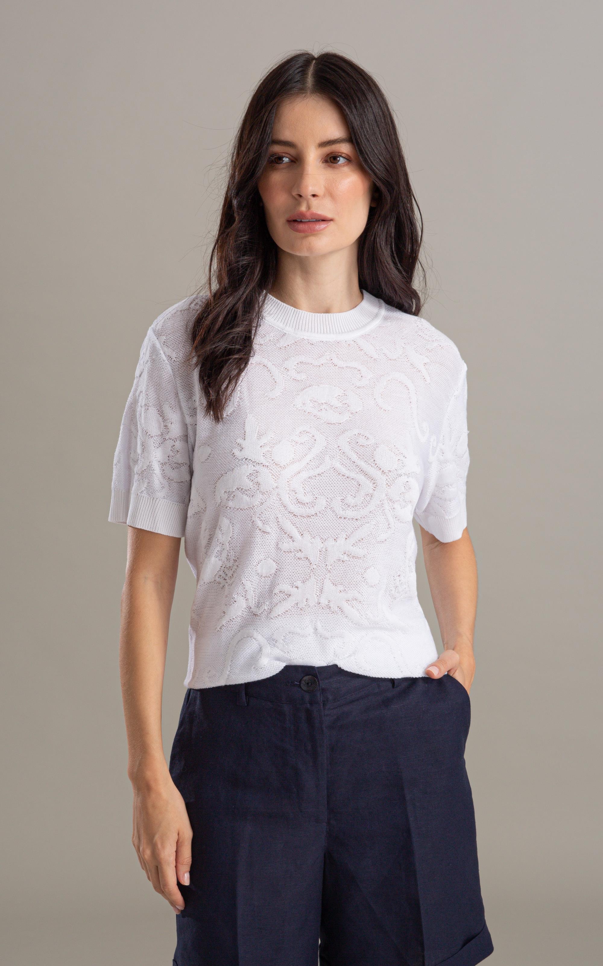 Tricot T-Shirt Giz Jacquard Branco