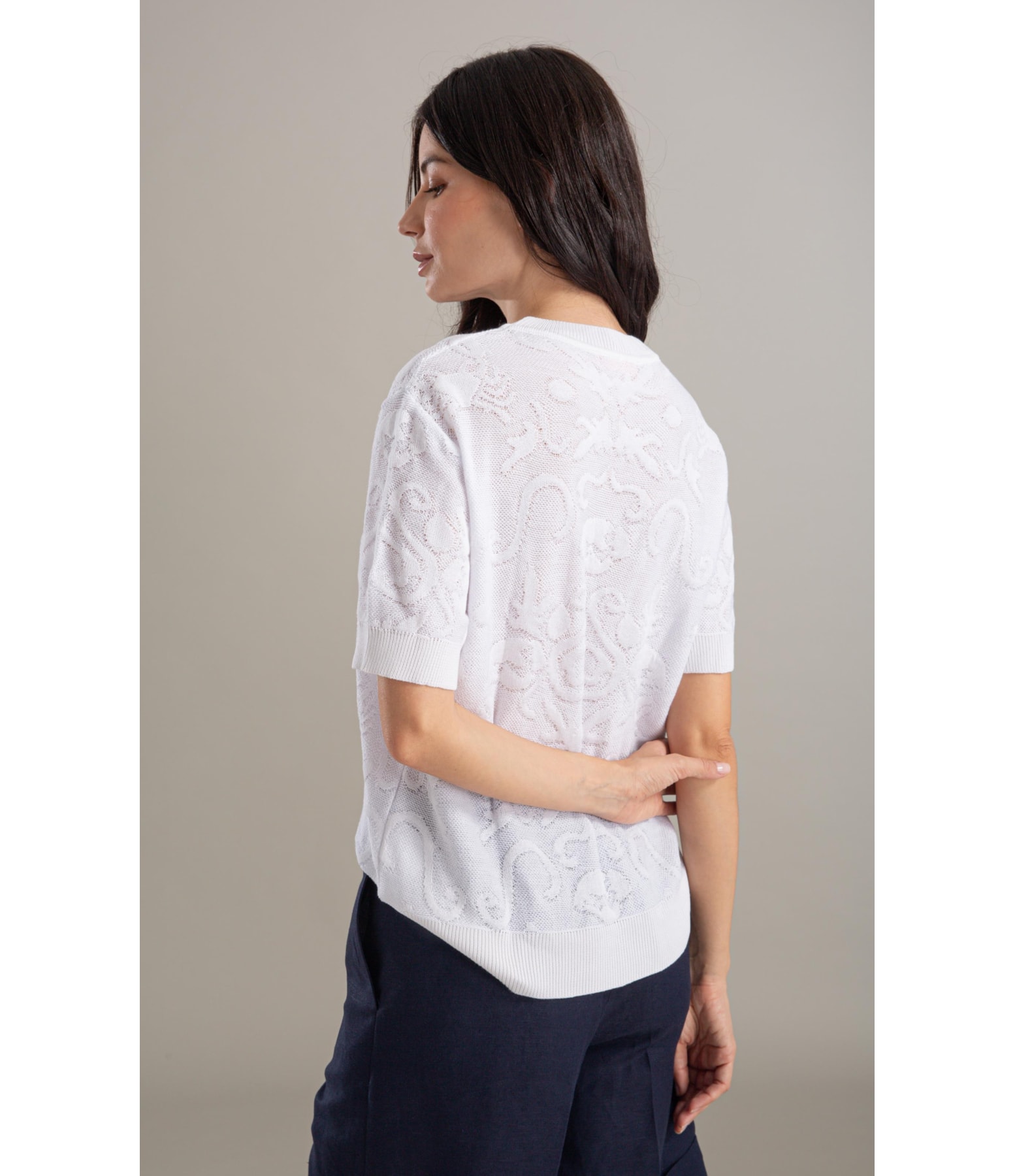 Tricot T-Shirt Giz Jacquard Branco