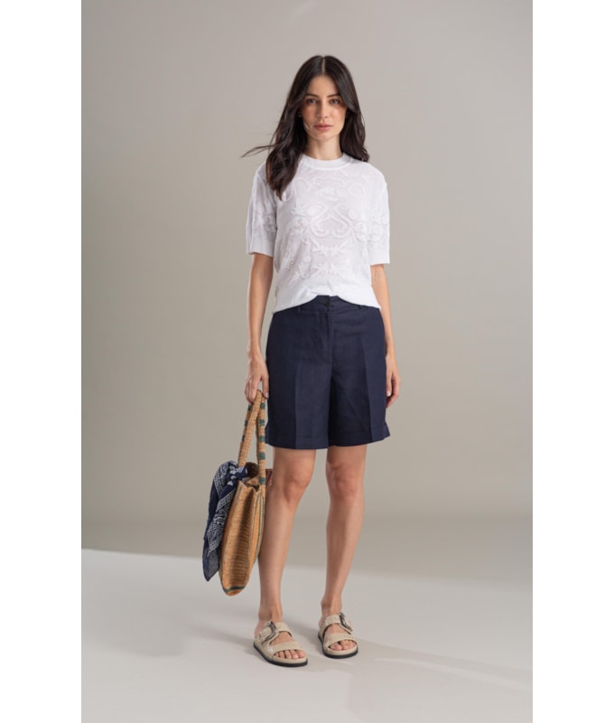 Tricot T-Shirt Giz Jacquard Branco
