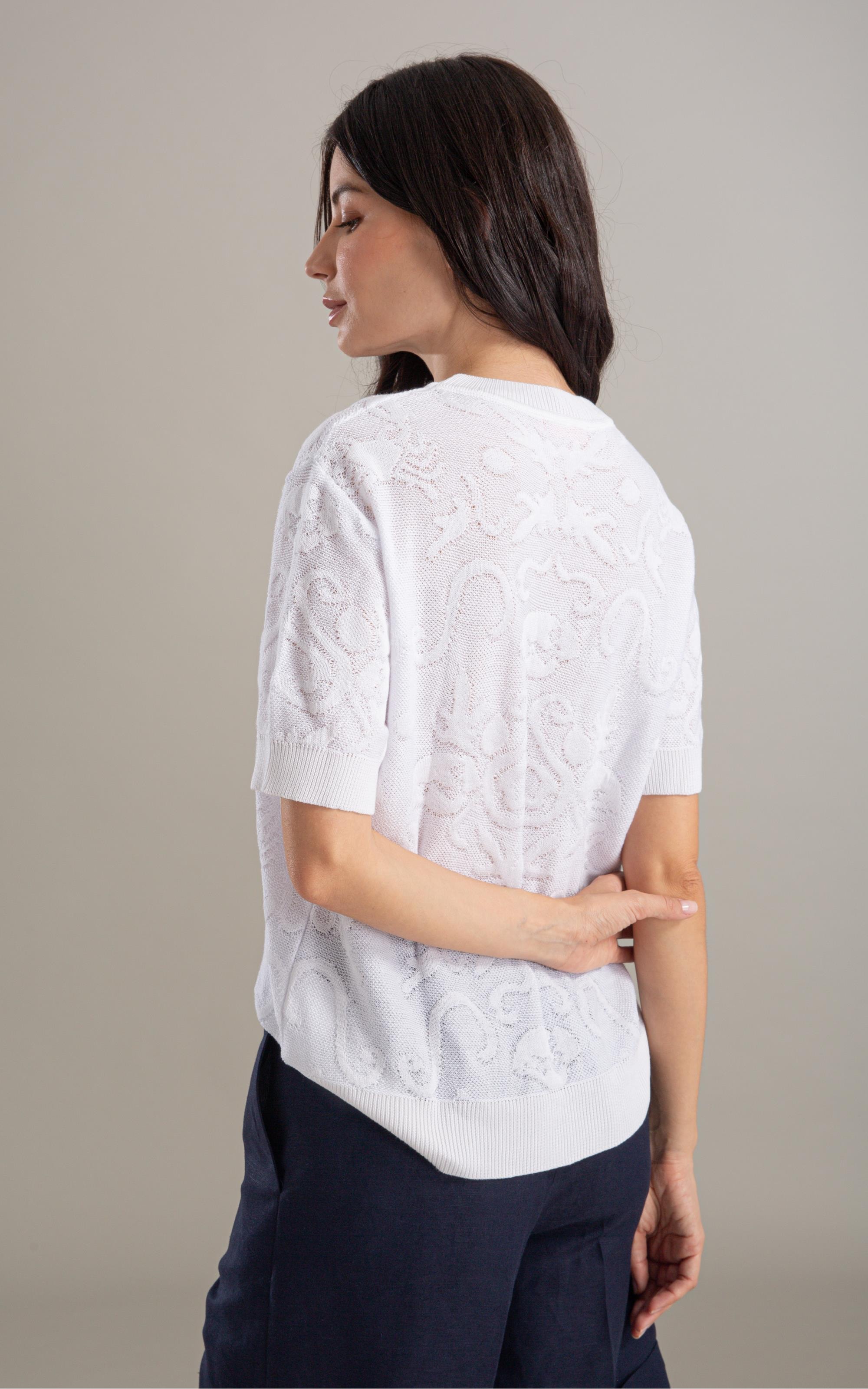 Tricot T-Shirt Giz Jacquard Branco