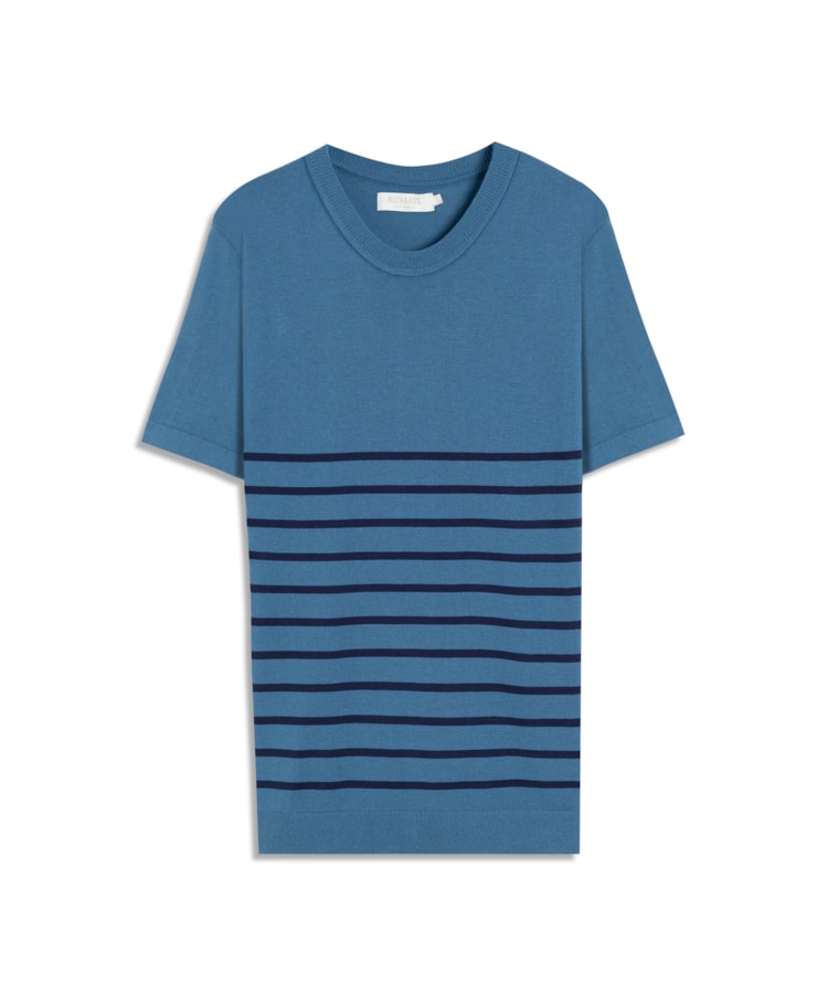 Tricot T-Shirt Icaro Mm Listrado Azul Jeans