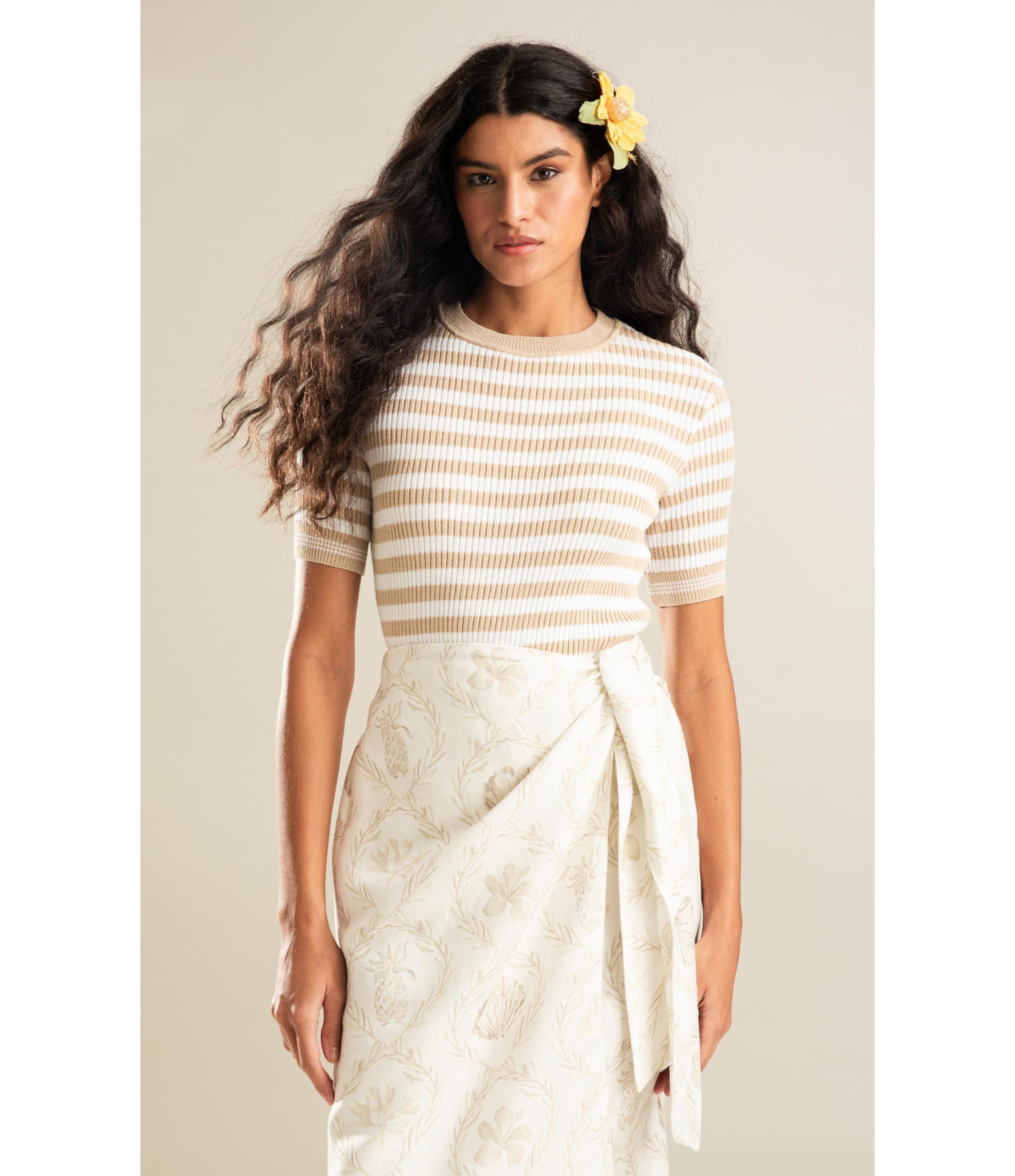 Tricot T-Shirt Lila Listrado Natural