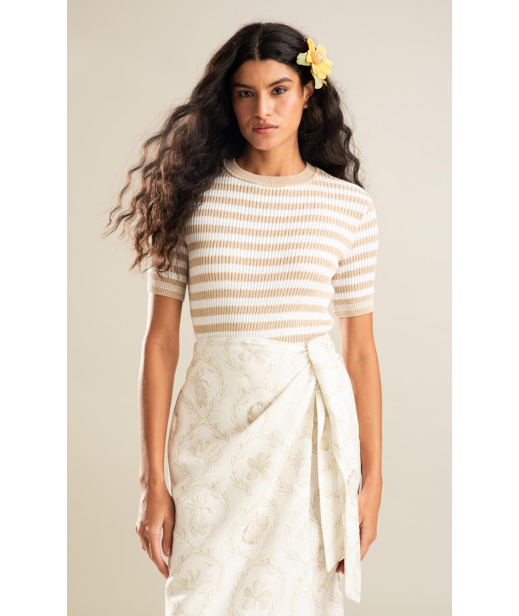 Tricot T-Shirt Lila Listrado Natural