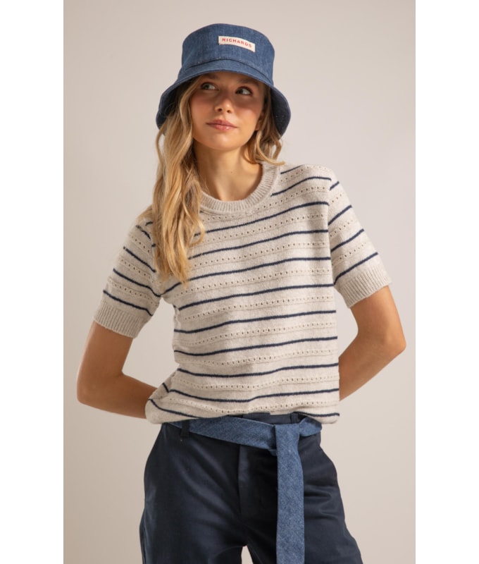 Tricot T-Shirt Lina Listrado Natural