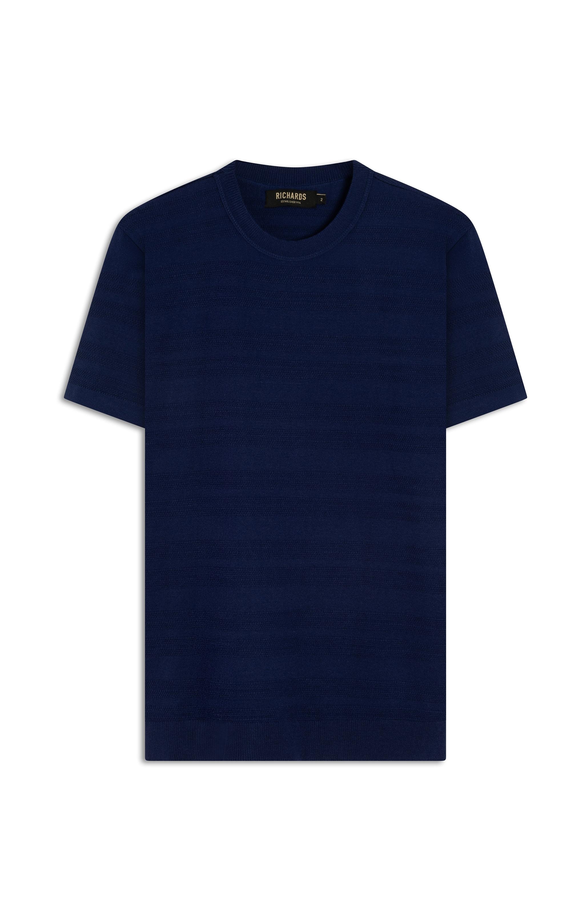 Tricot T-Shirt Textura Listrado Techno m Dark Navy