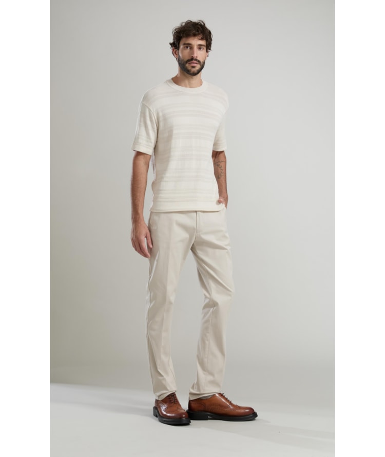 Tricot T-Shirt Textura Listrado Techno m Off White