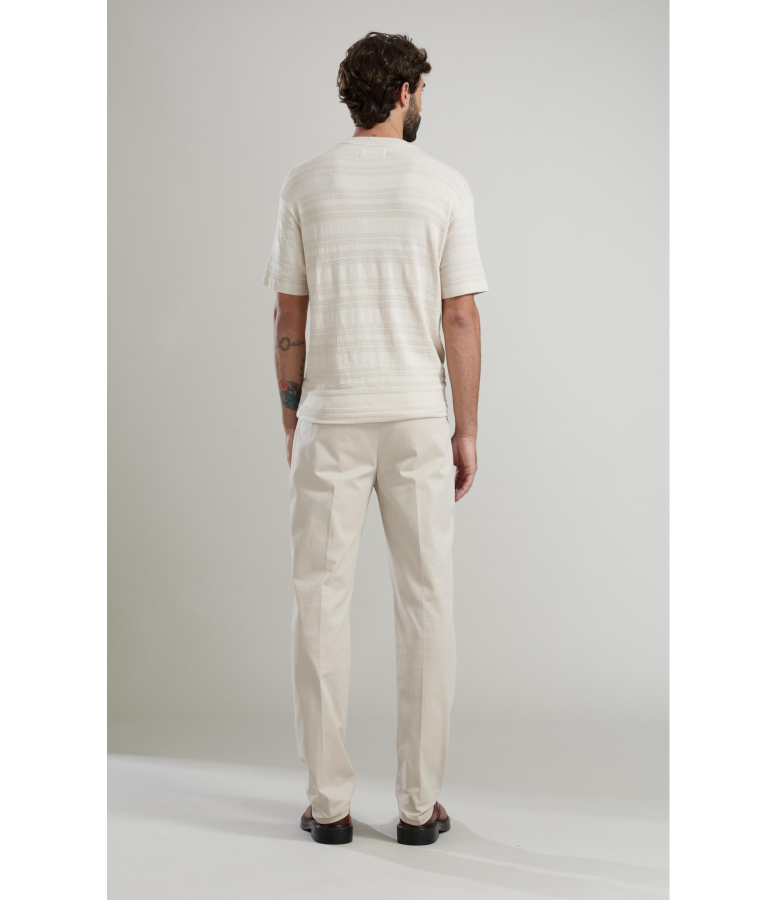 Tricot T-Shirt Textura Listrado Techno m Off White