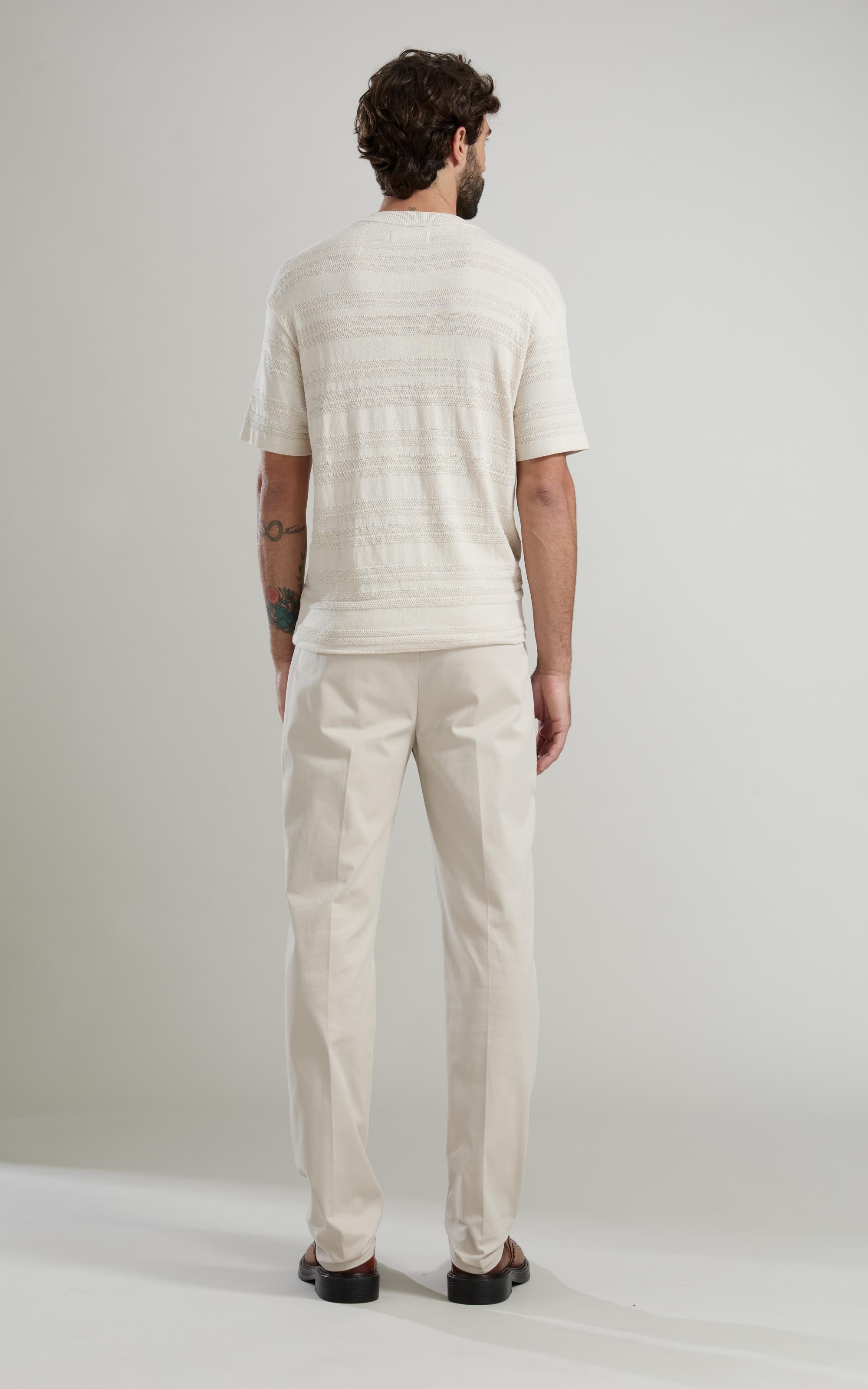 Tricot T-Shirt Textura Listrado Techno m Off White