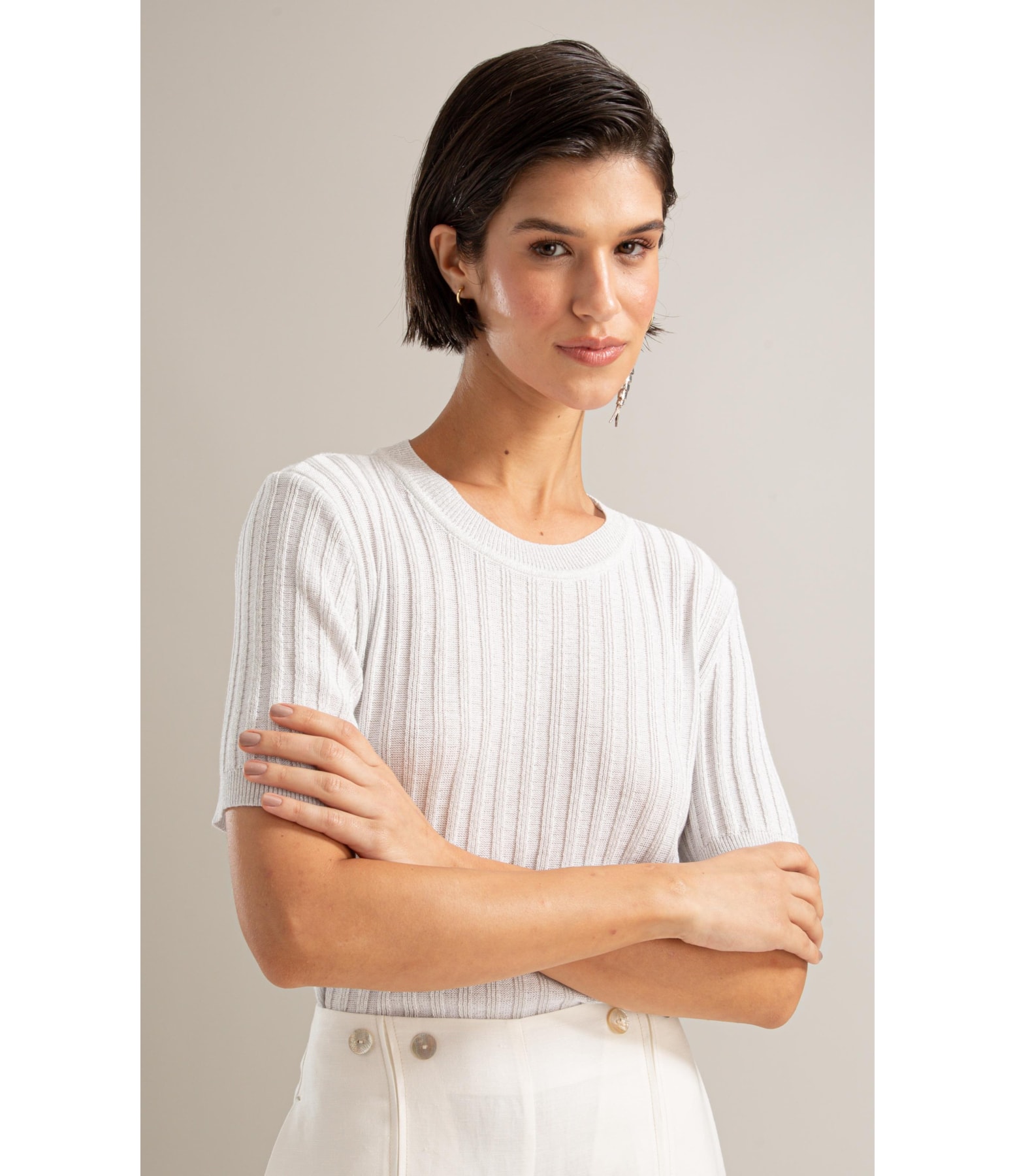 Tricot T-Shirt Yani Shine Branco