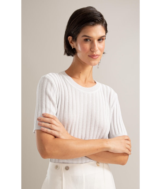 Tricot T-Shirt Yani Shine Branco