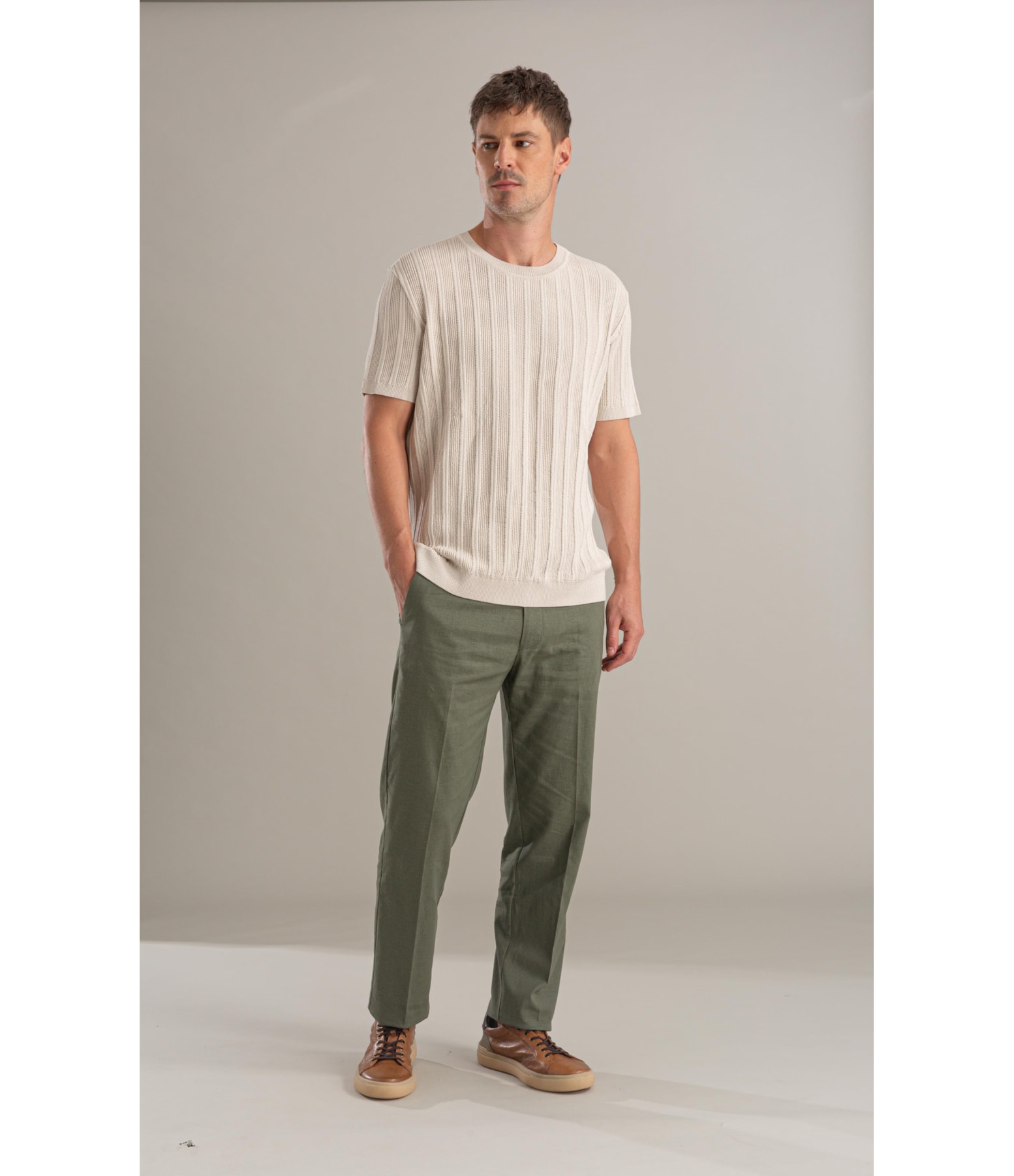 Tricot T-Shirt Zeca Textura Mc Areia