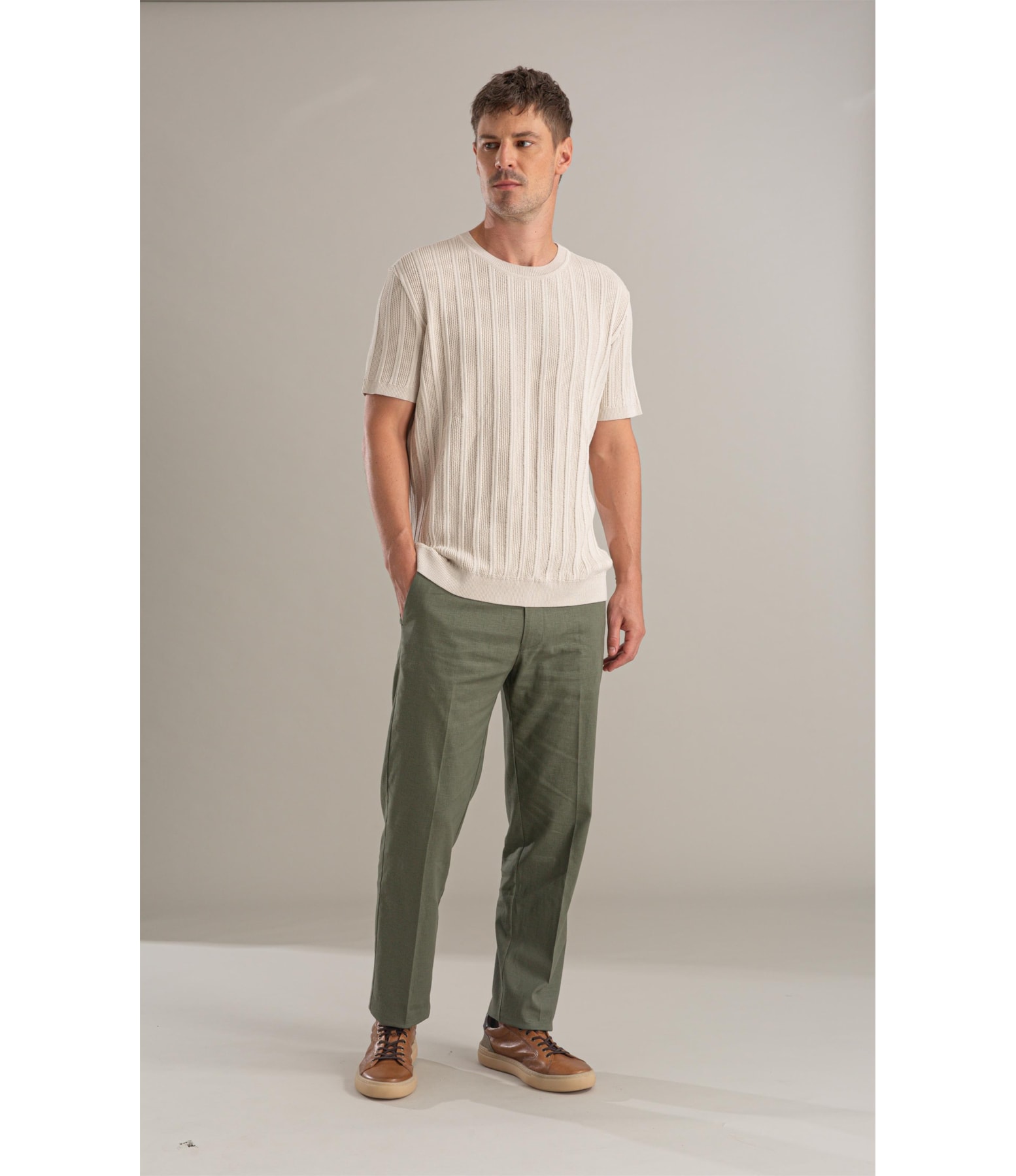 Tricot T-Shirt Zeca Textura Mc Areia