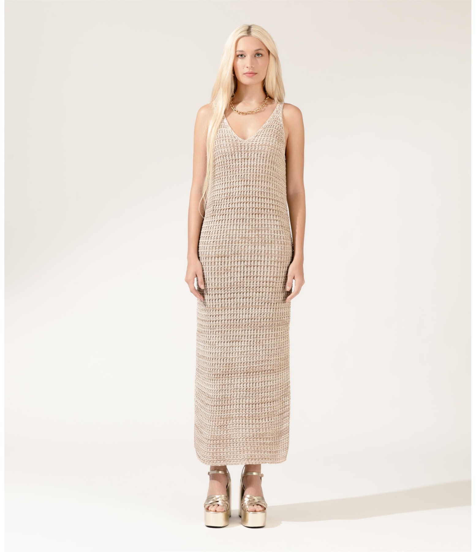 Tricot Vestido Flora Multico Natural