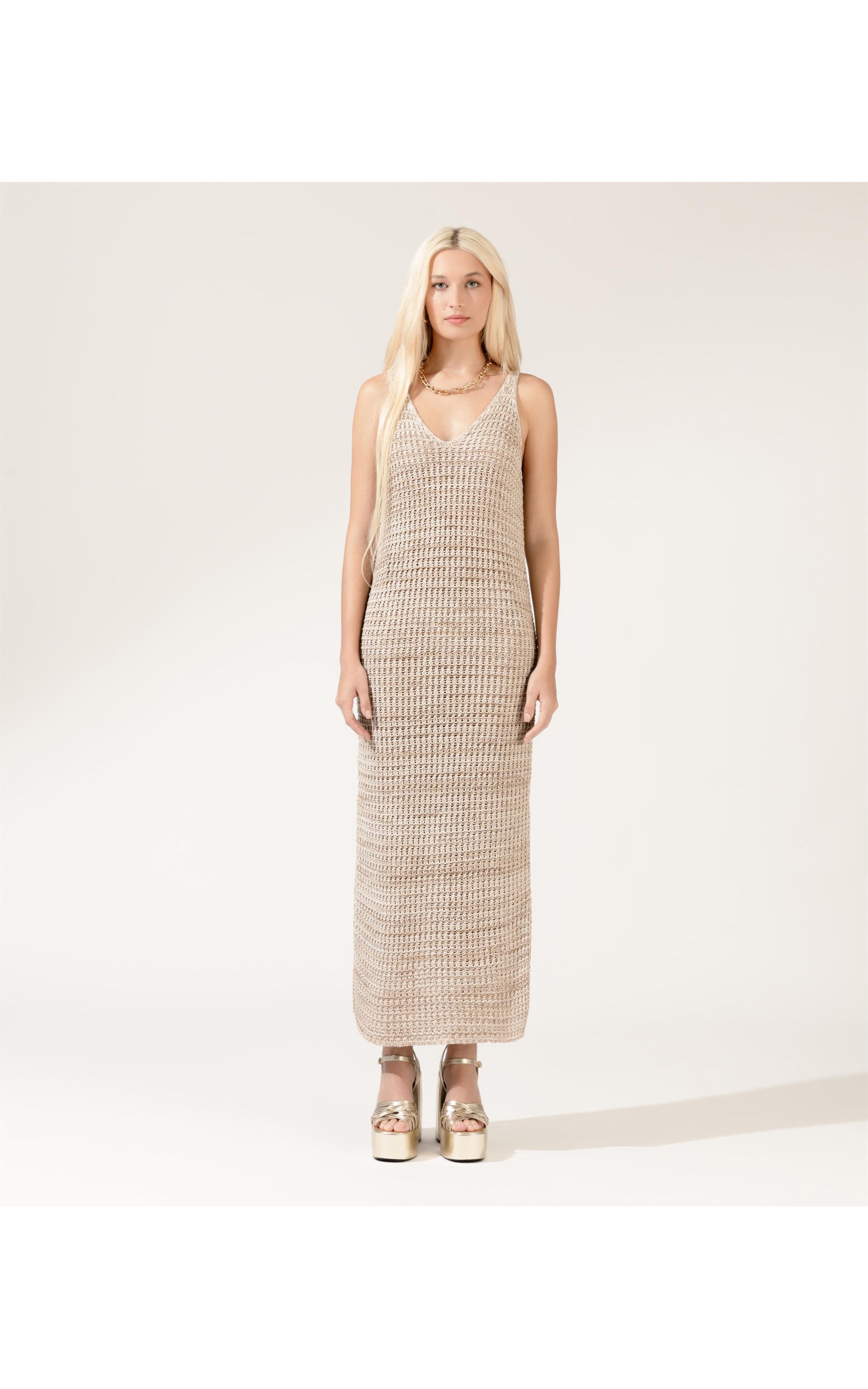 Tricot Vestido Flora Multico Natural