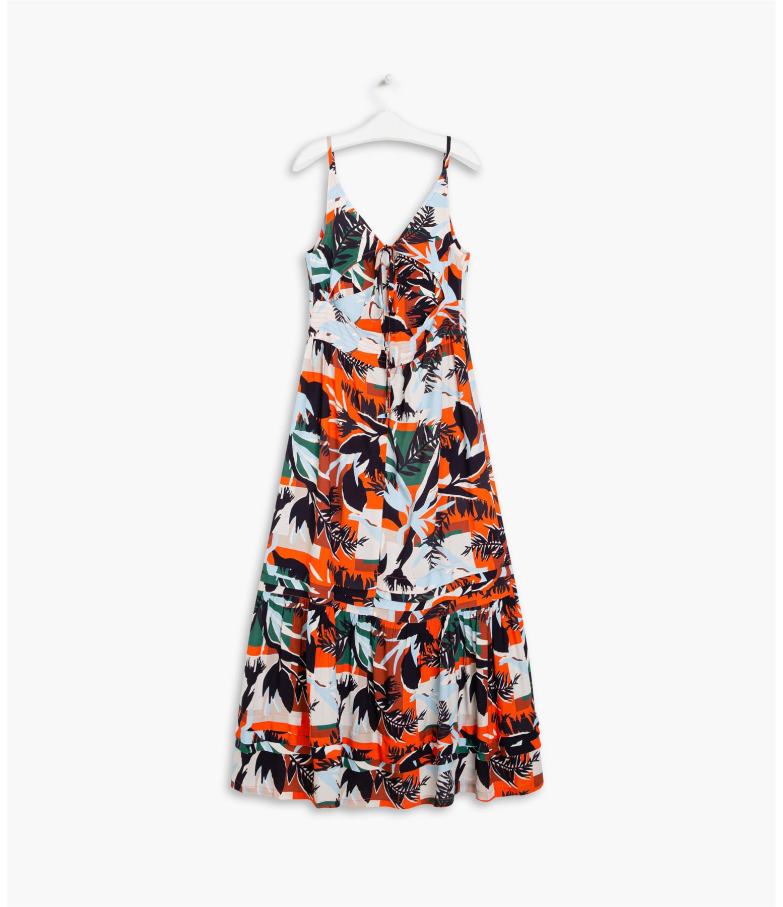 Vestido Alice Algodao Est Folhagem Abobora