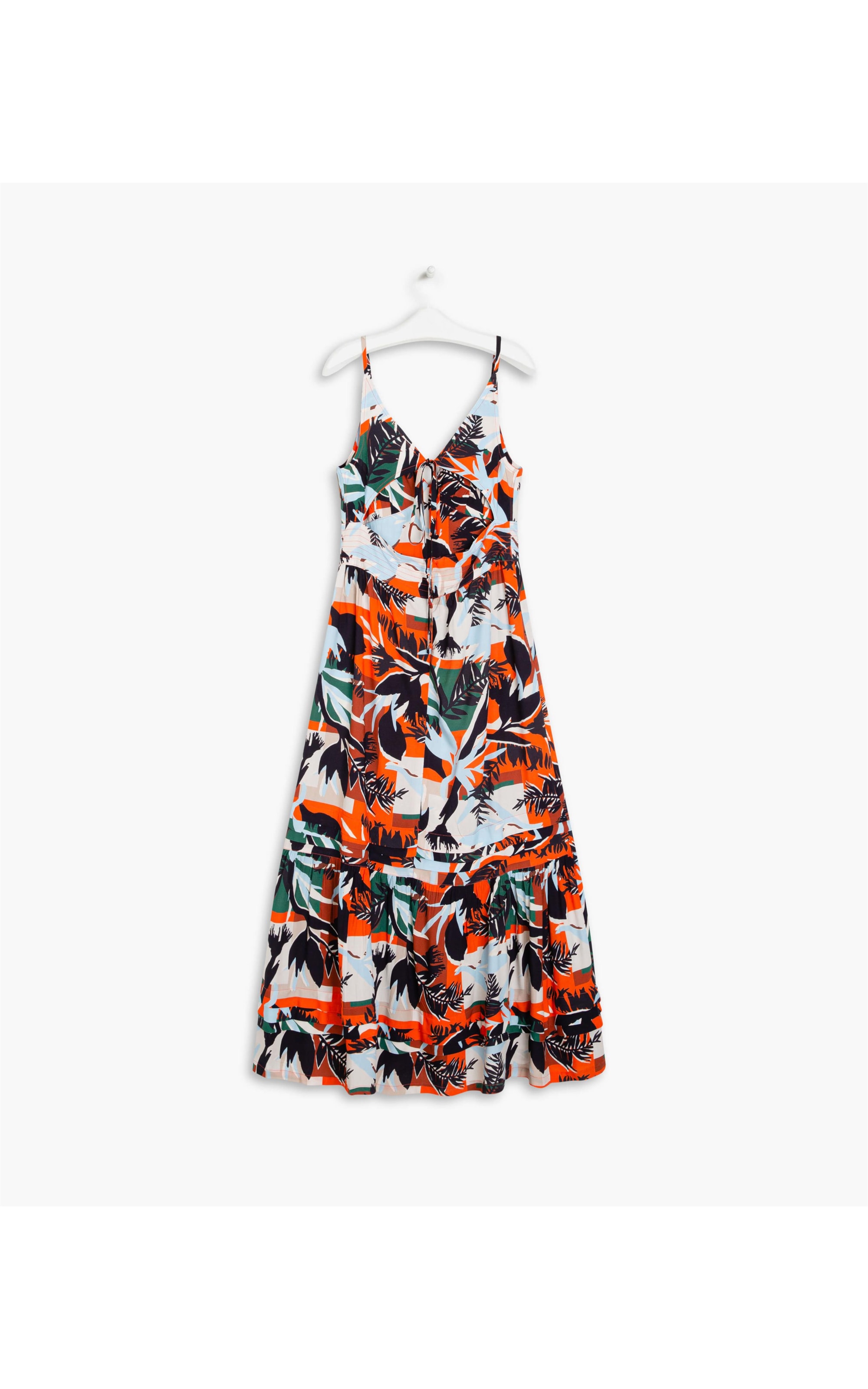 Vestido Alice Algodao Est Folhagem Abobora