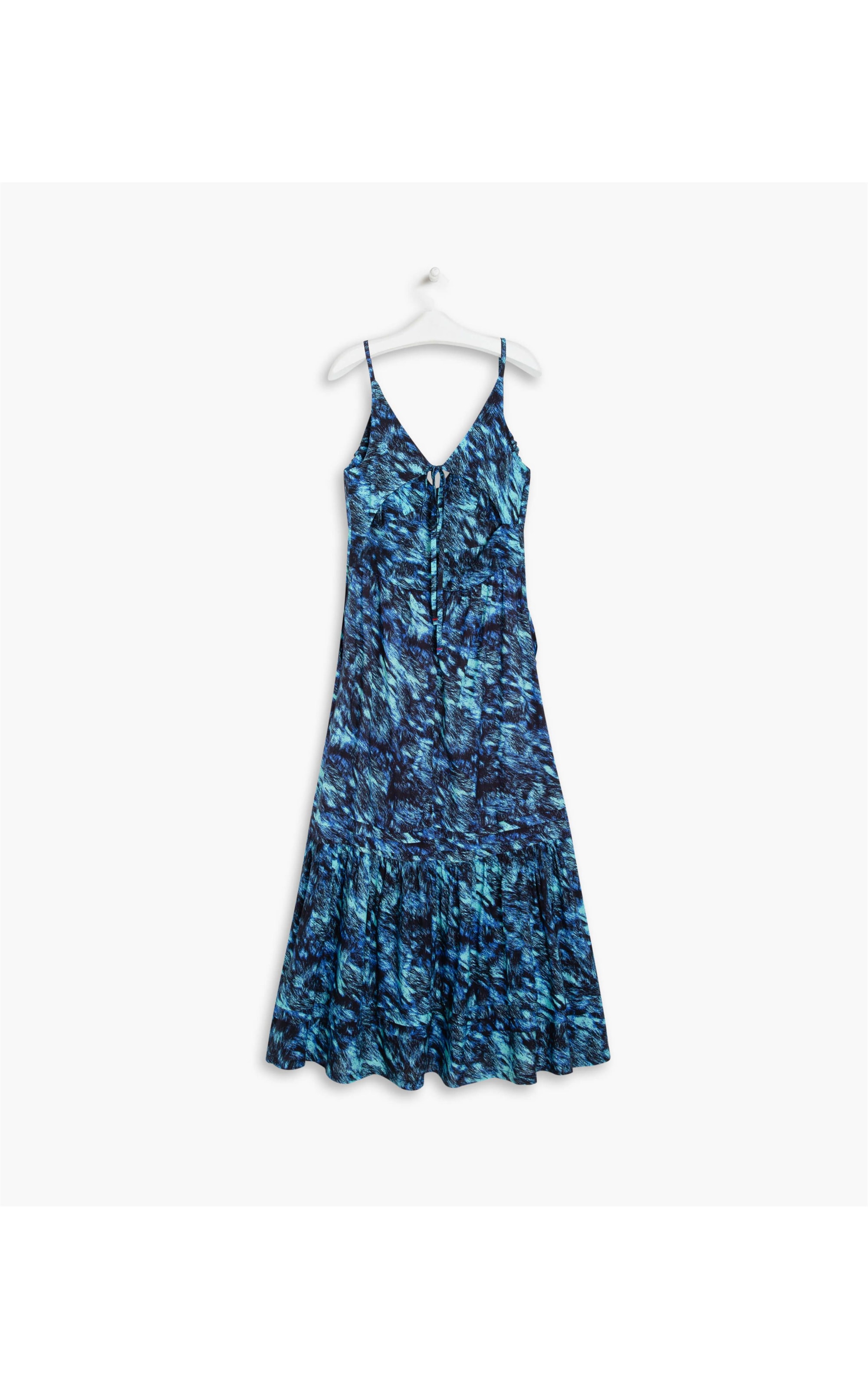 Vestido Alice Algodao Est Folhagem Azul Bic
