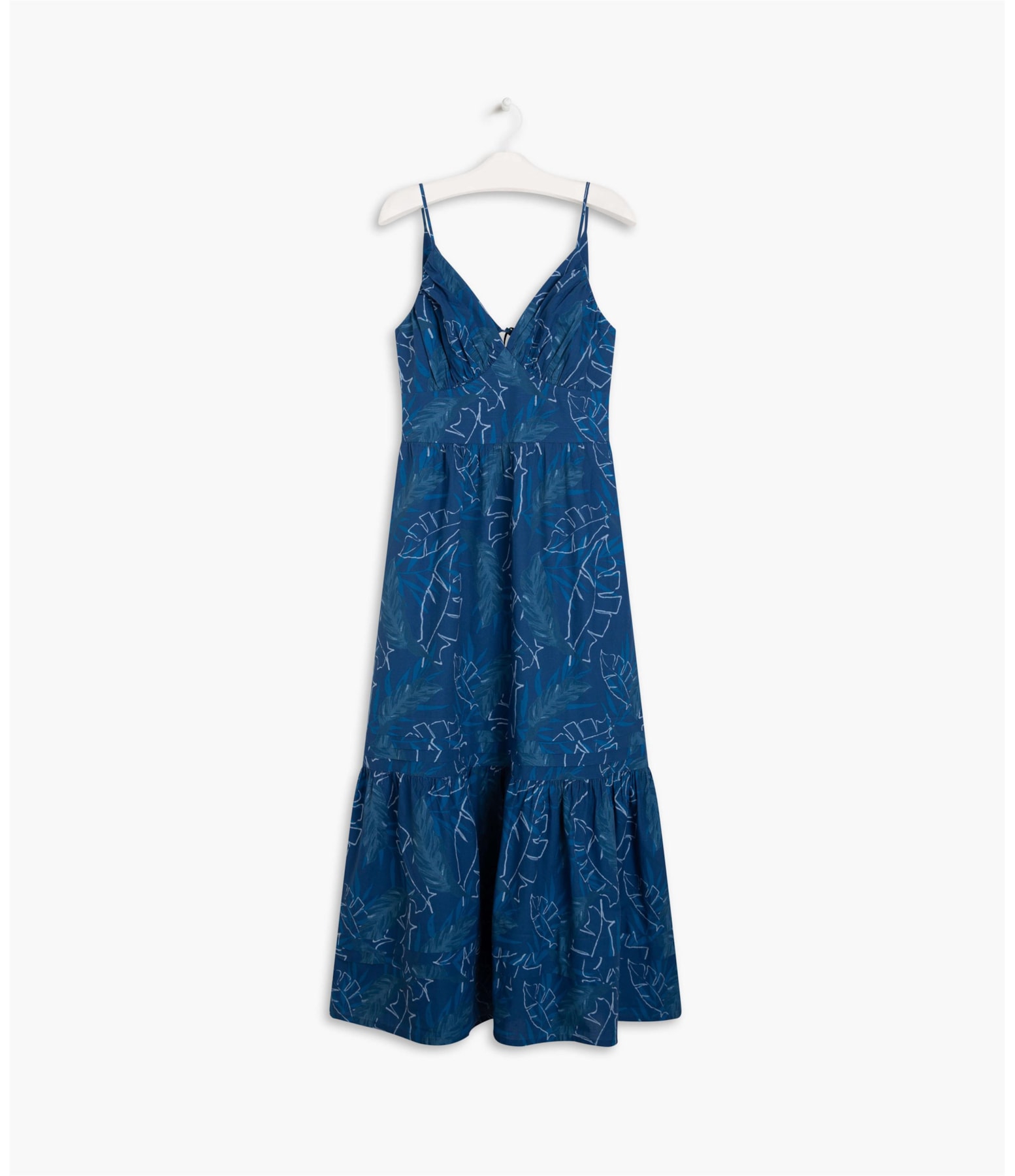 Vestido Alice Algodao Est Folhagem Marinho