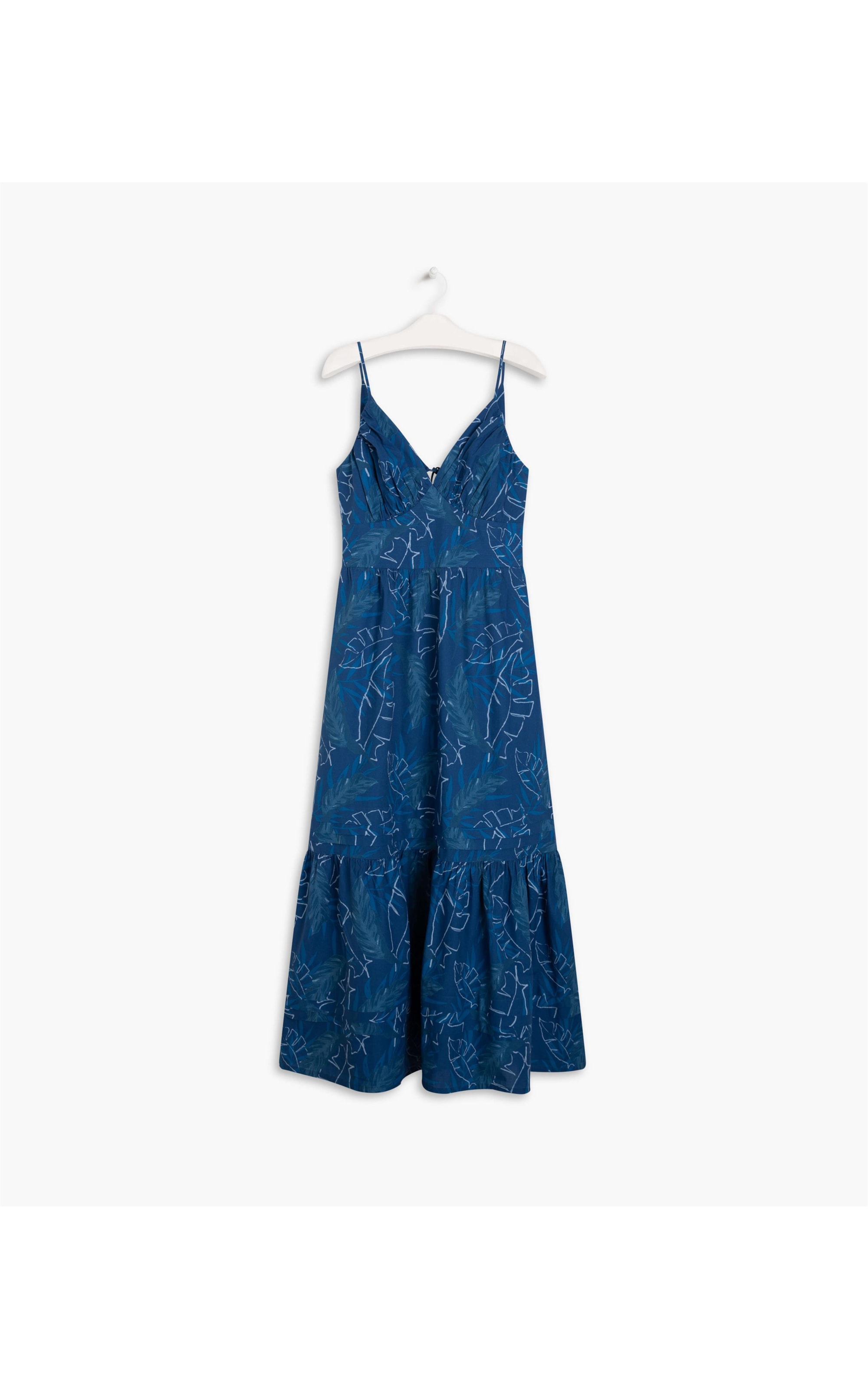 Vestido Alice Algodao Est Folhagem Marinho