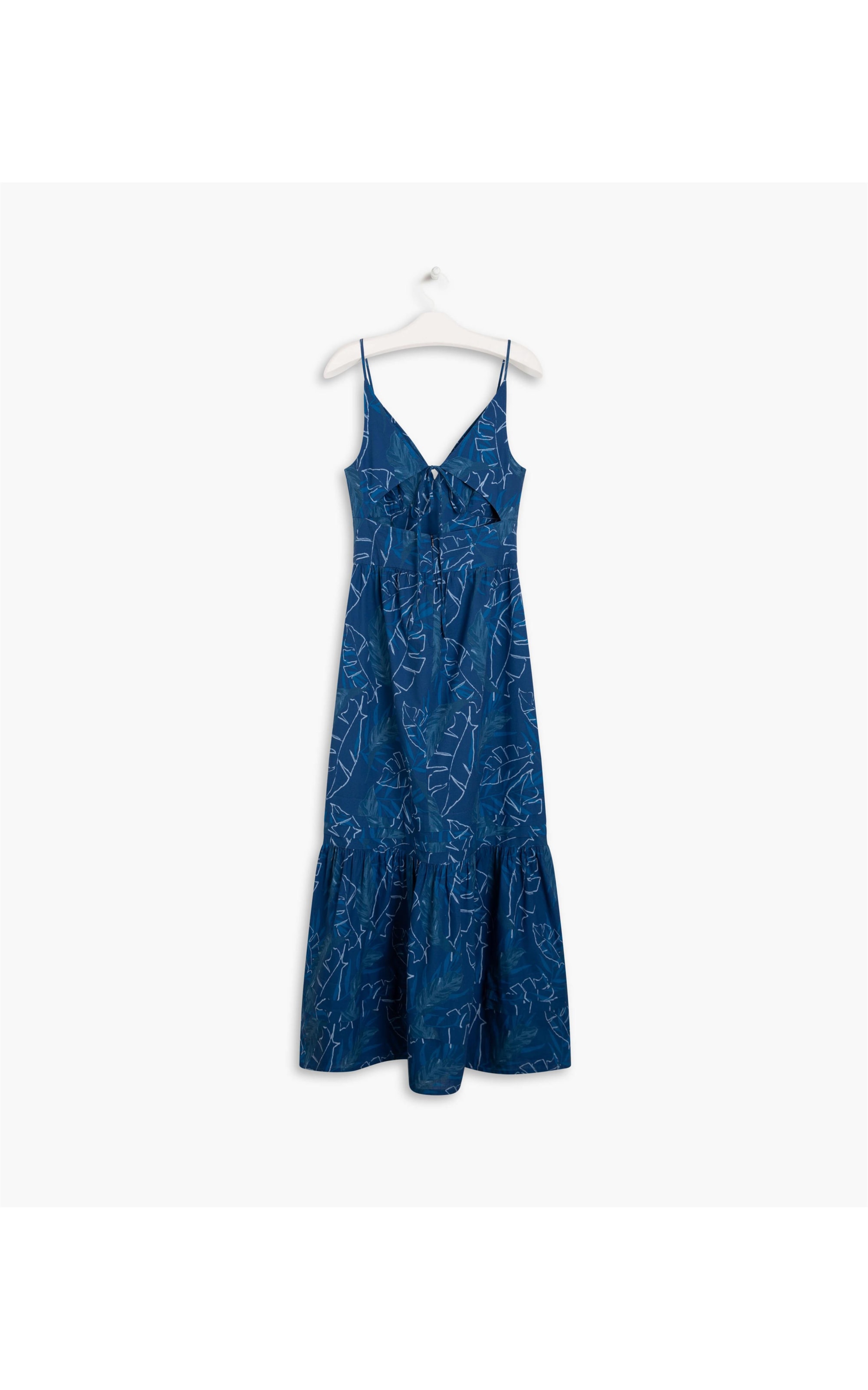 Vestido Alice Algodao Est Folhagem Marinho