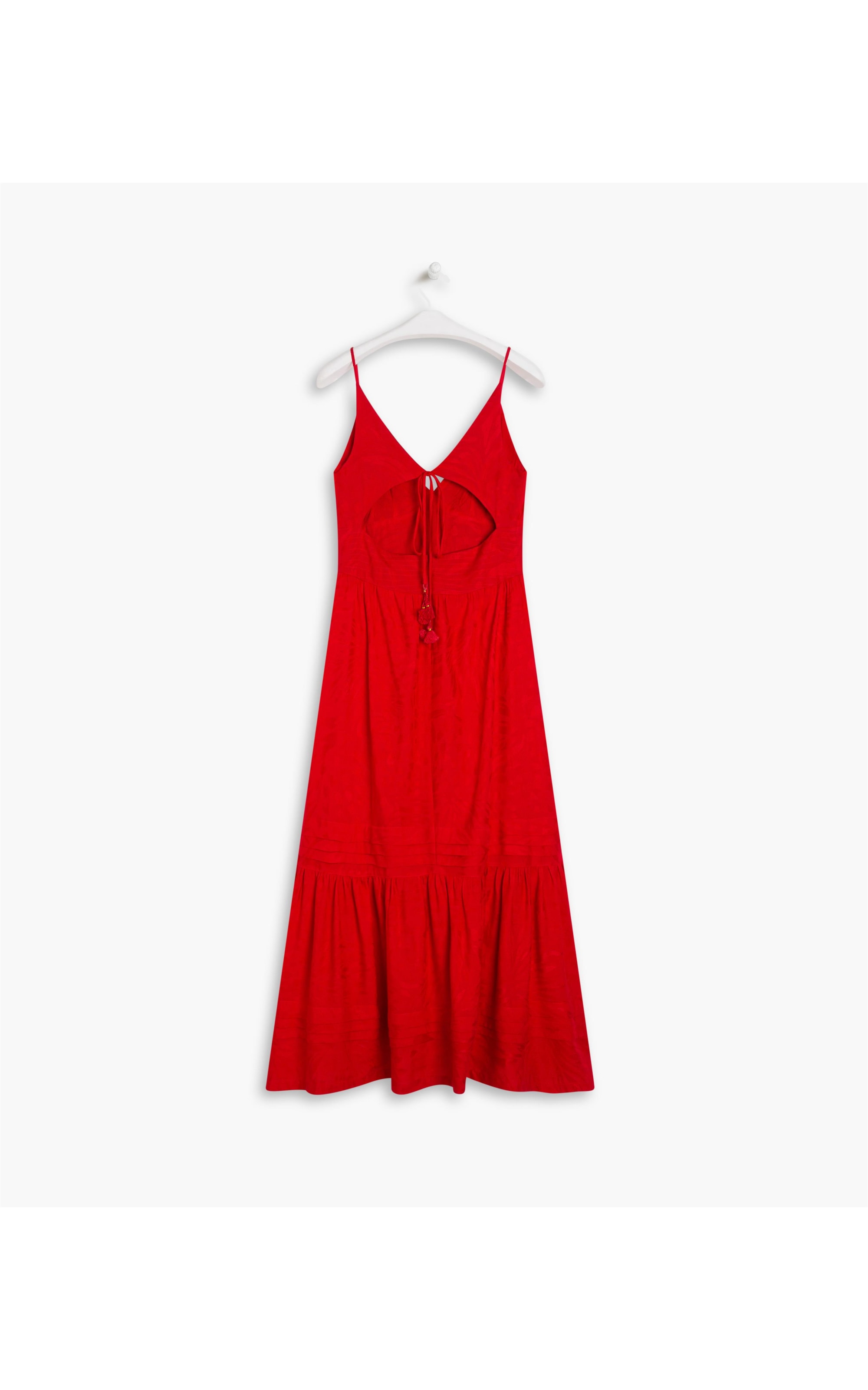 Vestido Alice Viscose Jacquard Abacaxi Vermelho