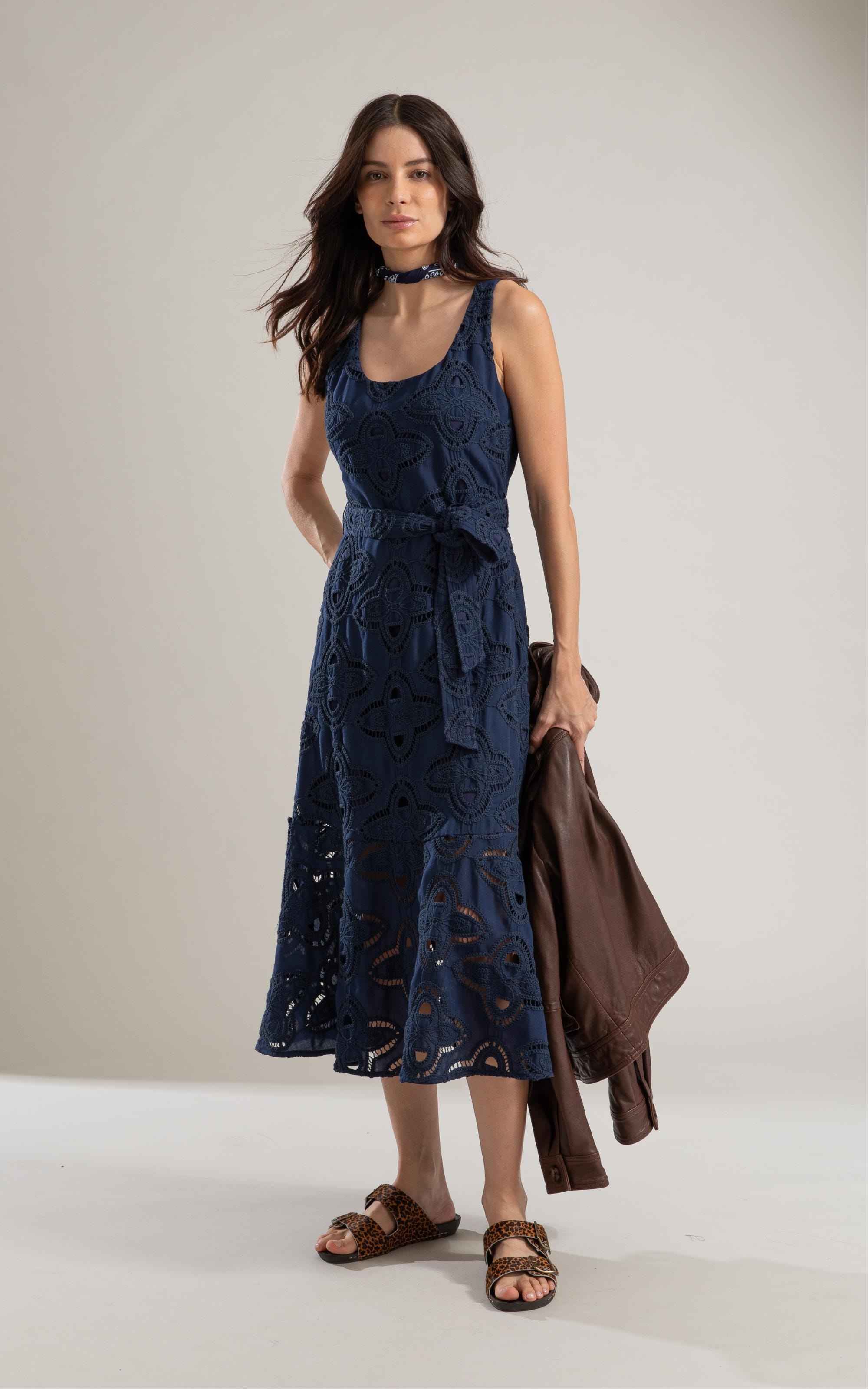 Vestido Alissa Bordado Marinho