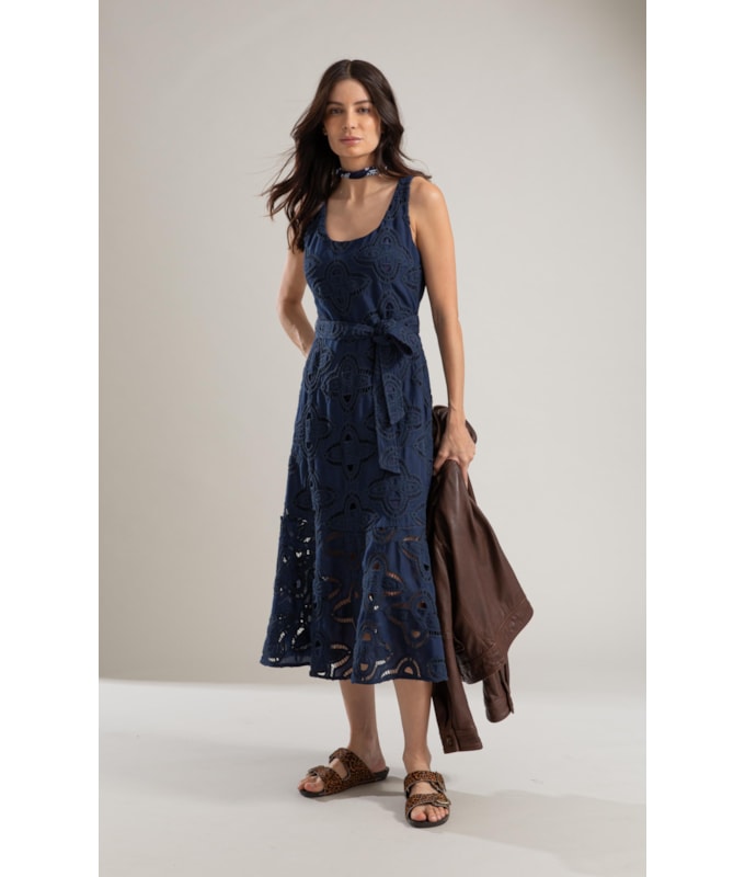 Vestido Alissa Bordado Marinho