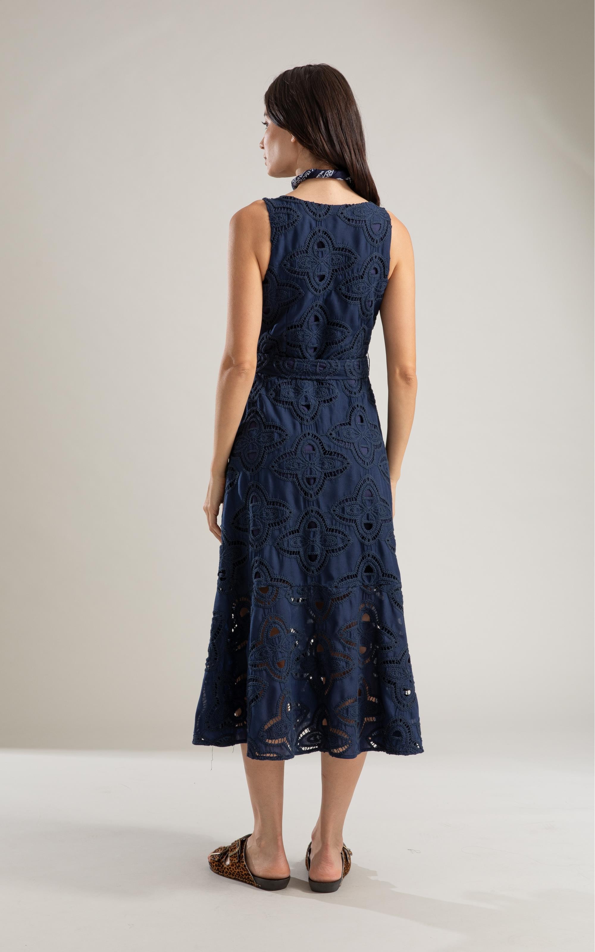 Vestido Alissa Bordado Marinho