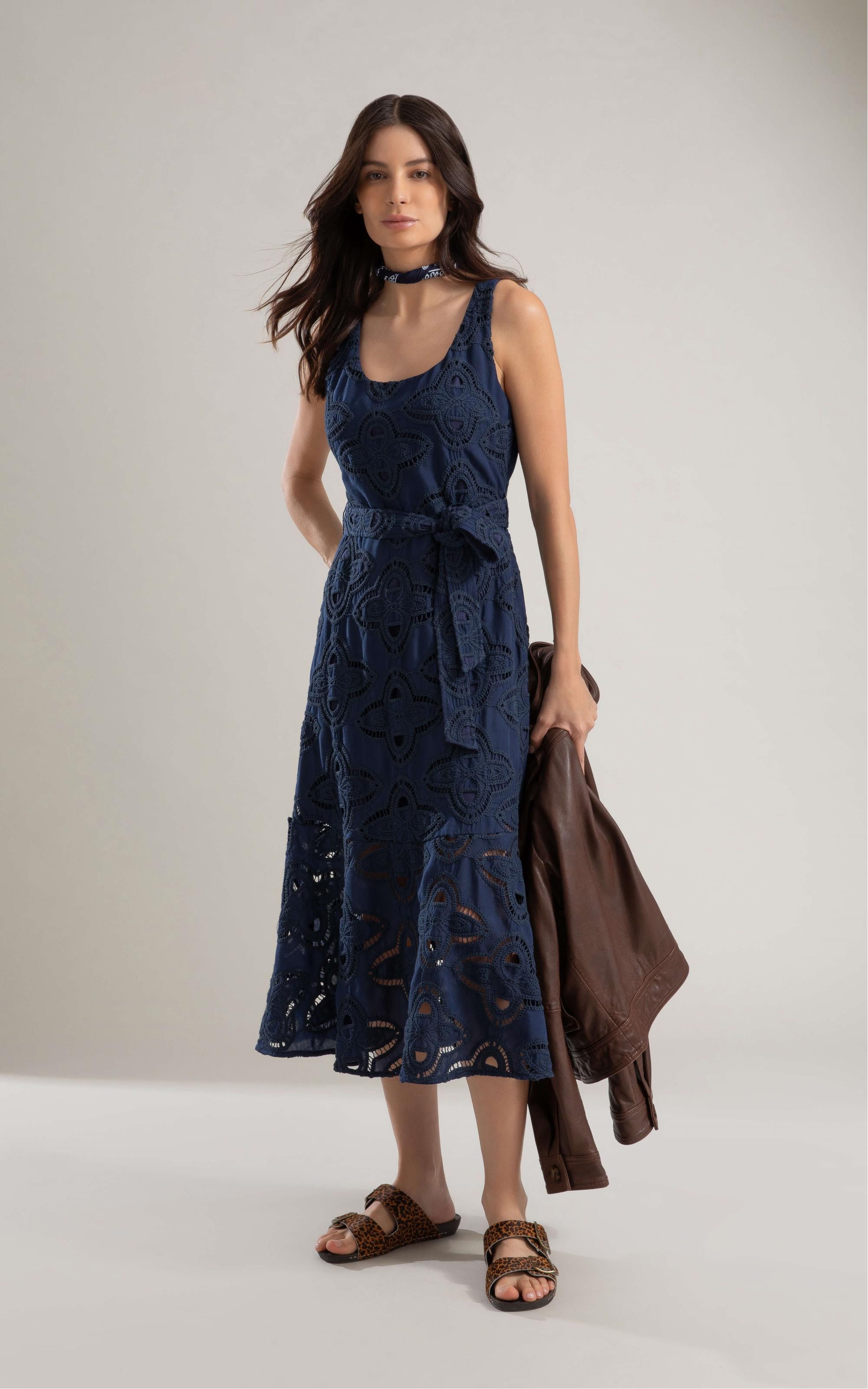 Vestido Alissa Bordado Marinho