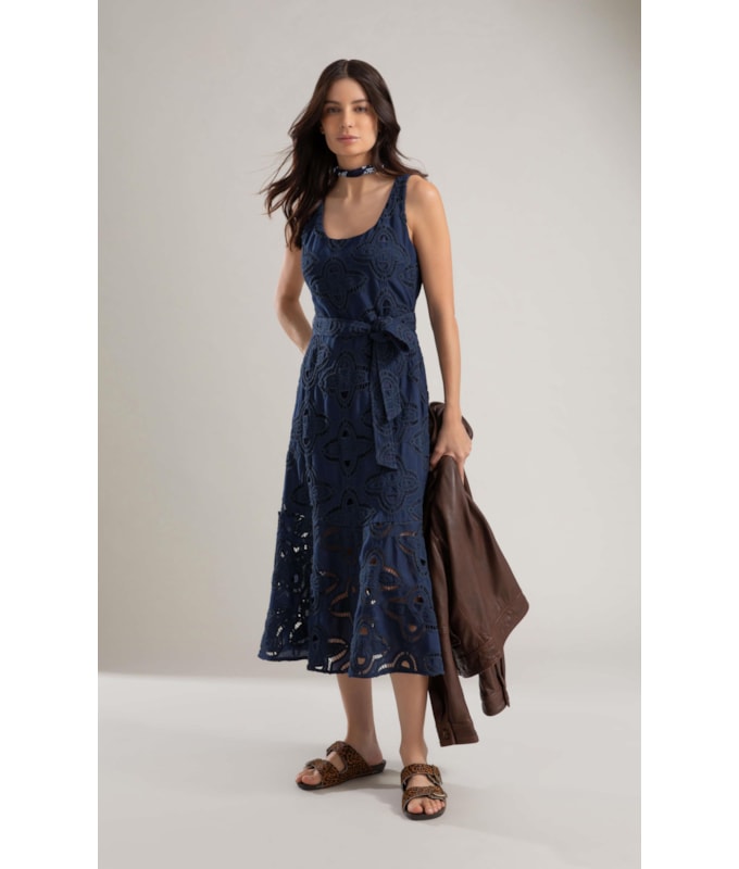 Vestido Alissa Bordado Marinho