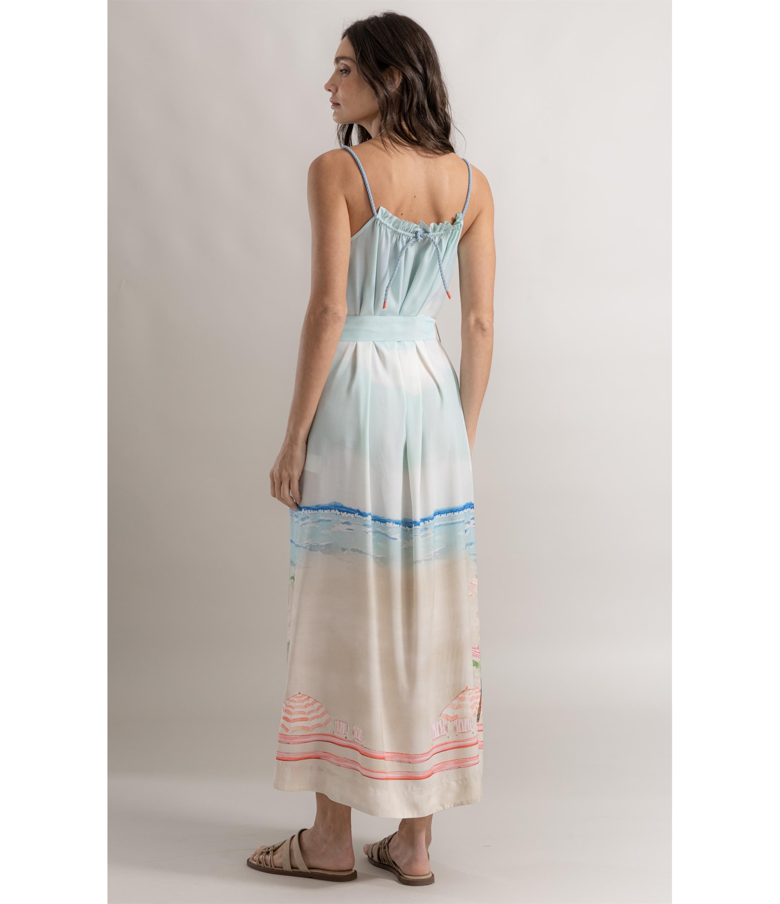 Vestido Anne Prainha Barrado Azul Claro