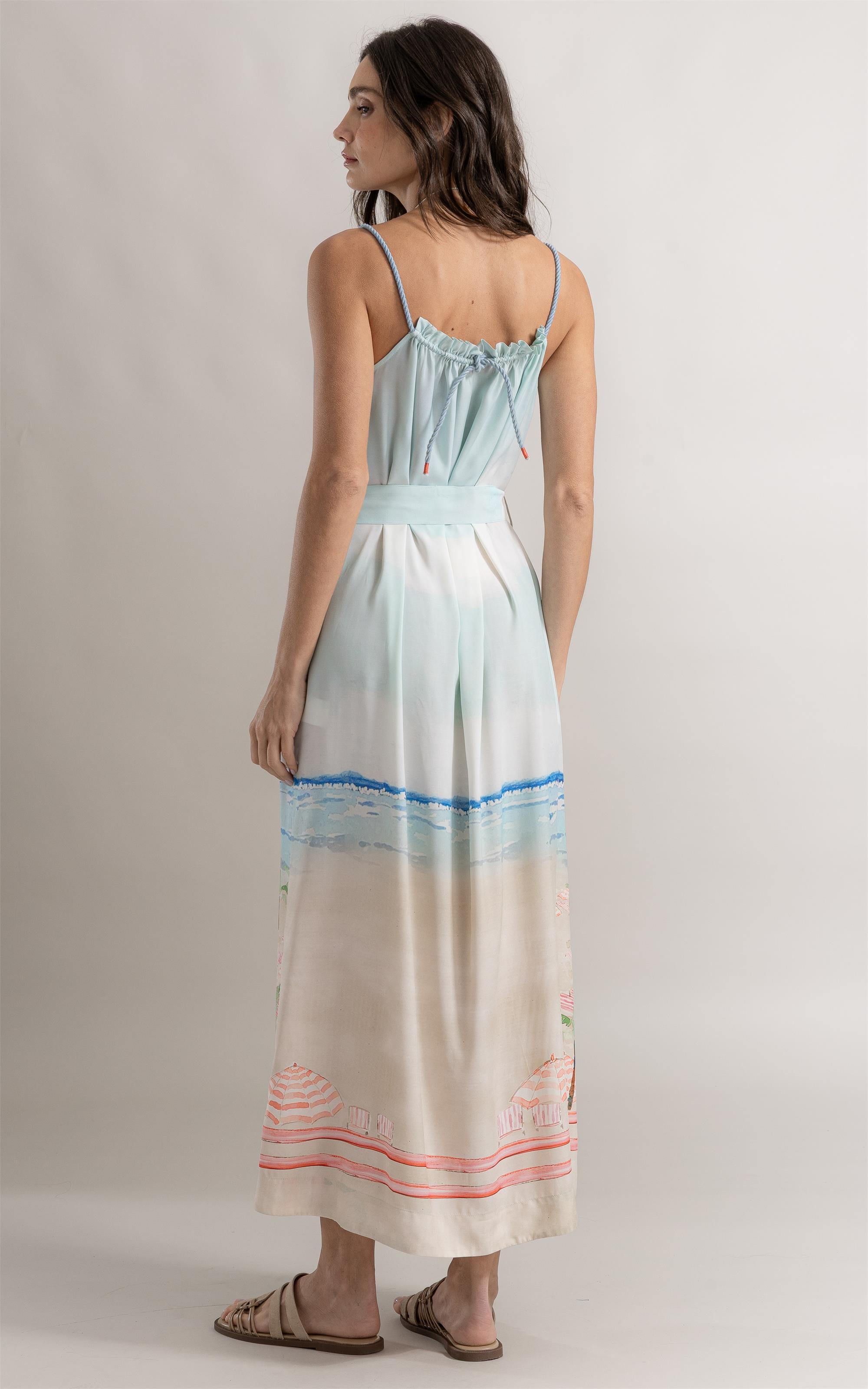 Vestido Anne Prainha Barrado Azul Claro