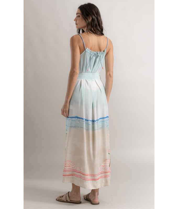 Vestido Anne Prainha Barrado Azul Claro