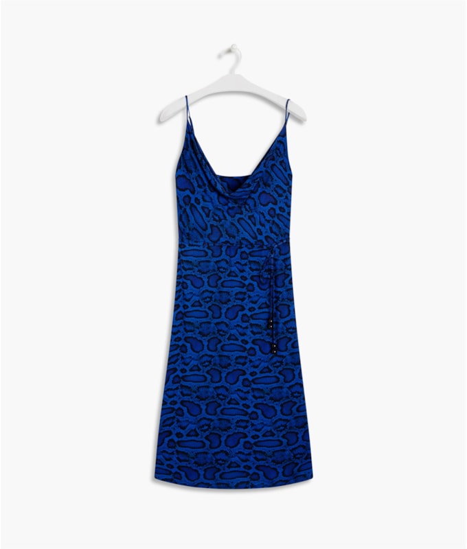 Vestido Anne Viscose Est Croco Azul Bic