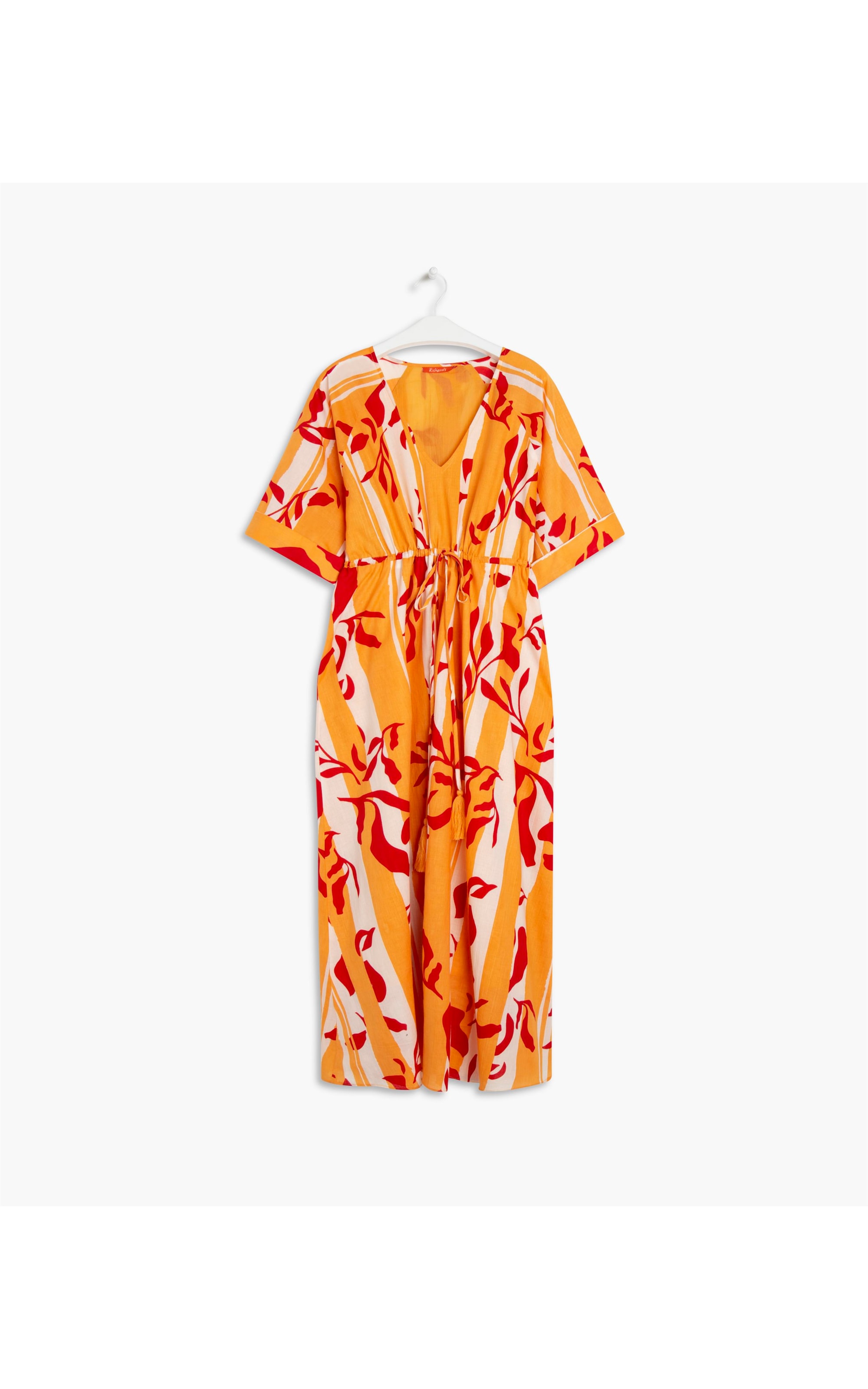 Vestido Athenas Voil Elementos Laranja