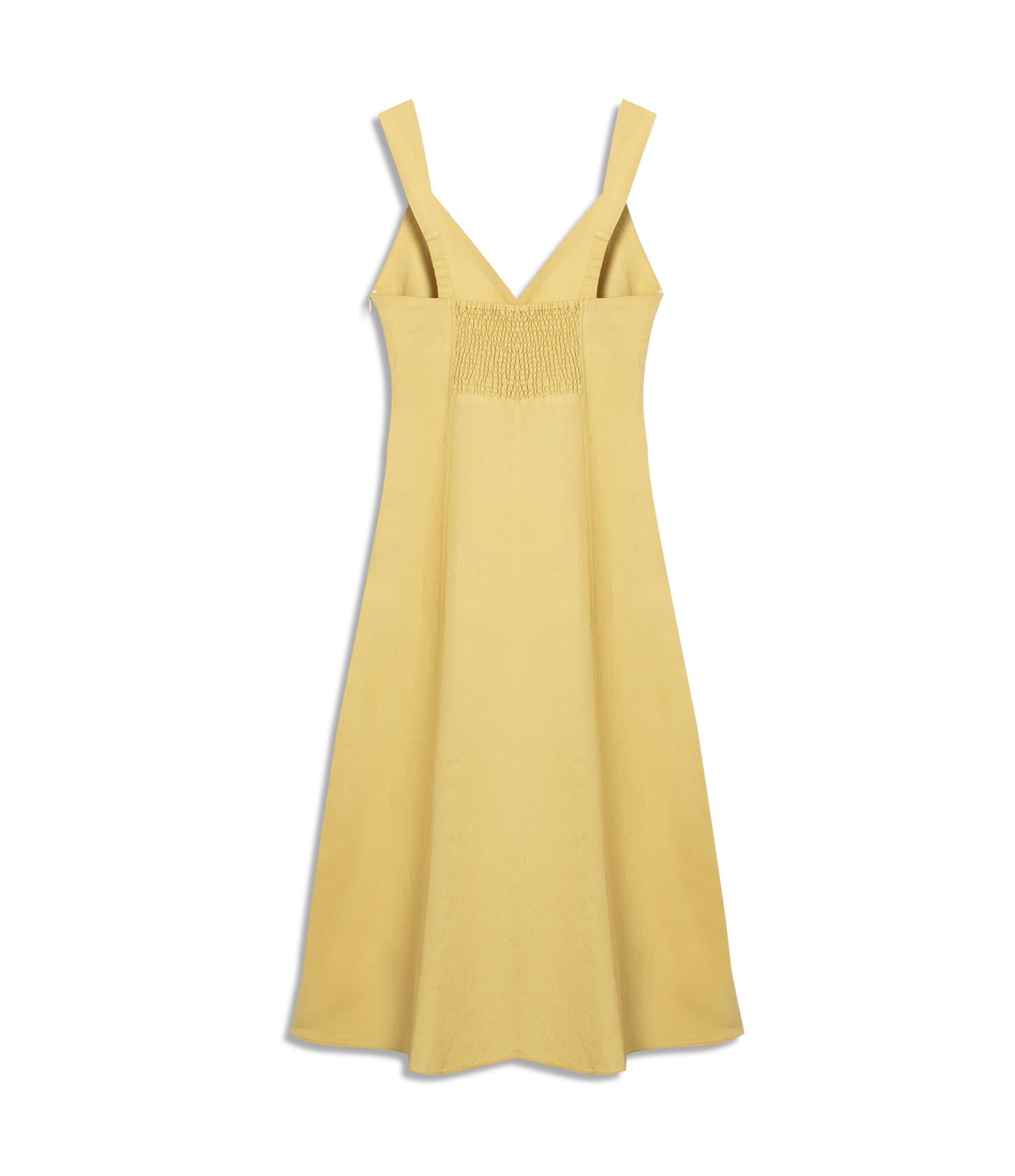 Vestido Balsas Linho Blend Liso Amarelo Claro