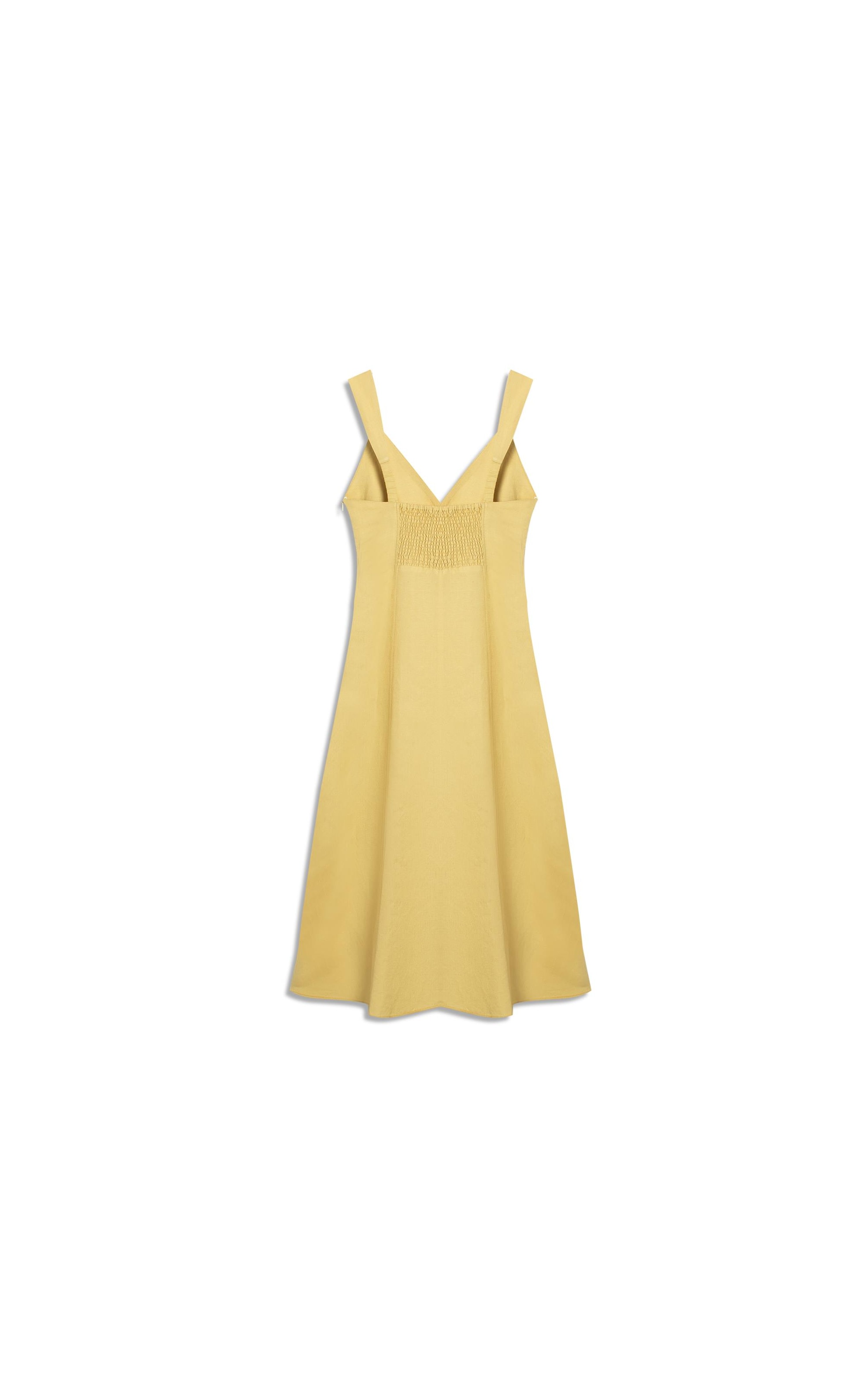 Vestido Balsas Linho Blend Liso Amarelo Claro