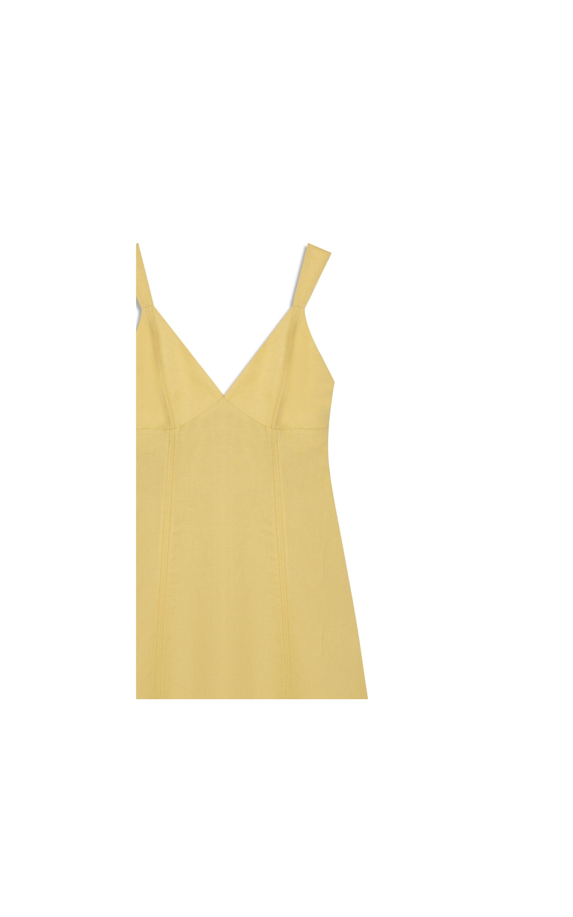 Vestido Balsas Linho Blend Liso Amarelo Claro
